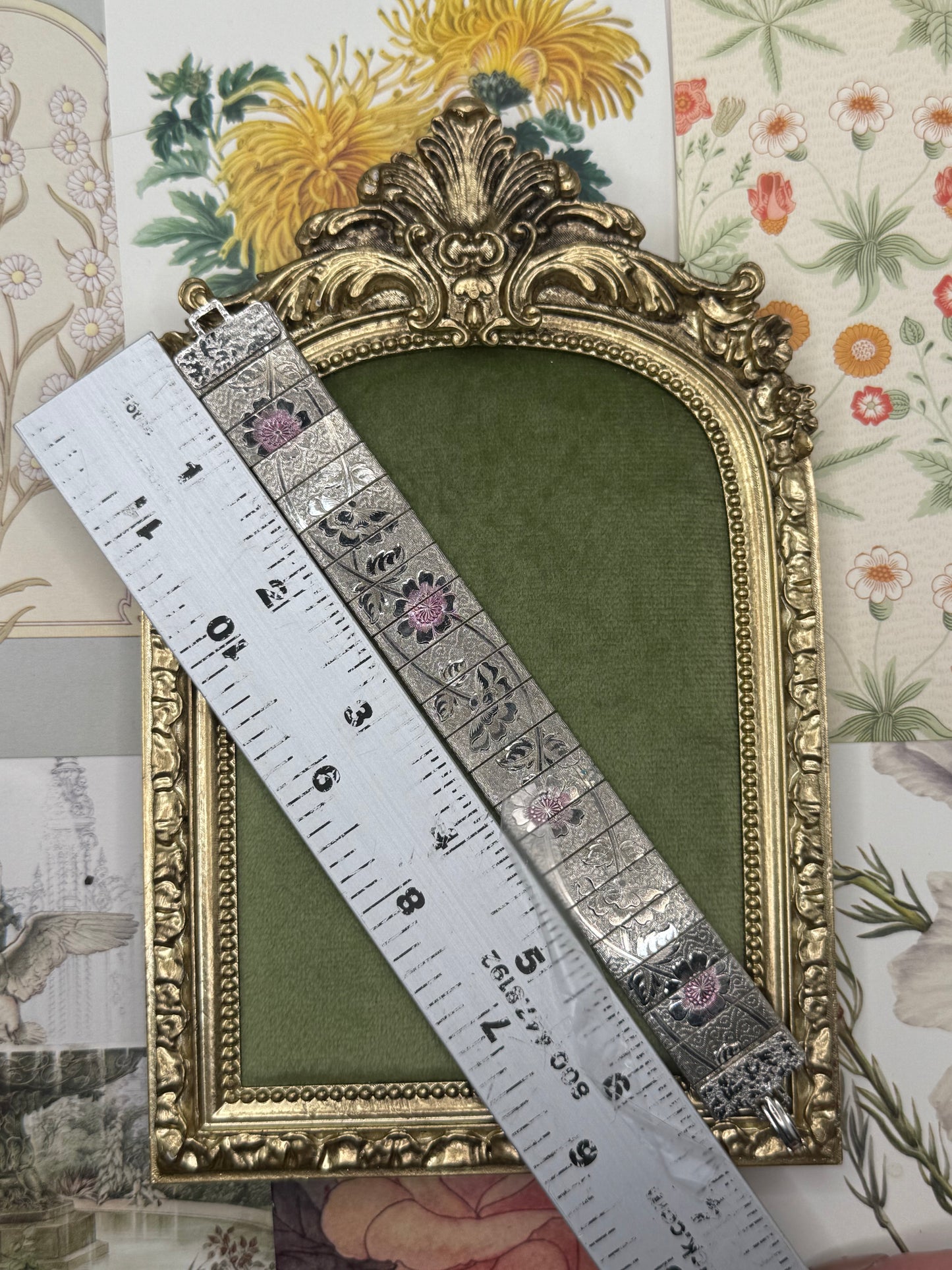 Vintage Silver Tone Floral Embossed Bracelet