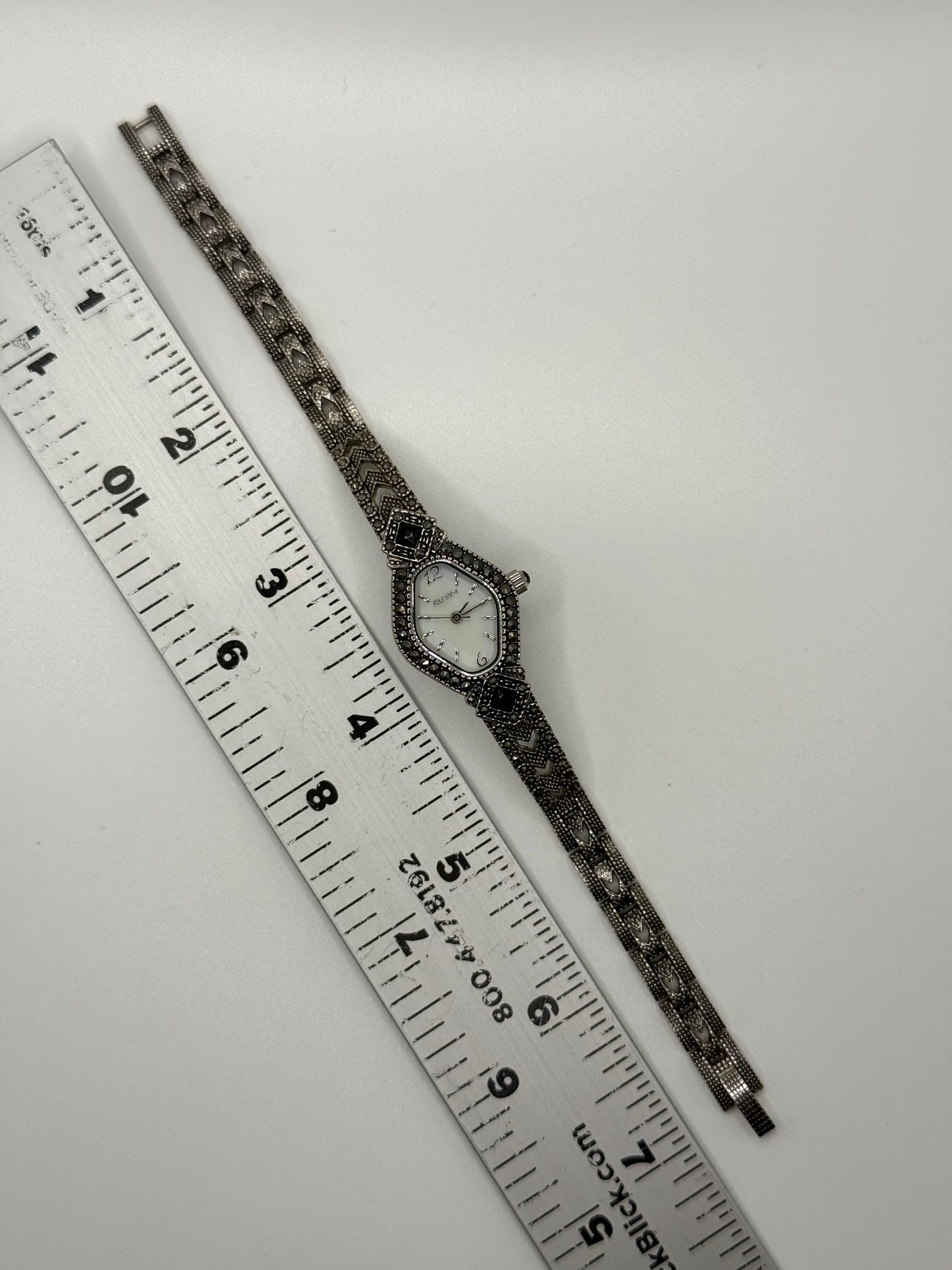 nonworking silver tone black gemstone watch