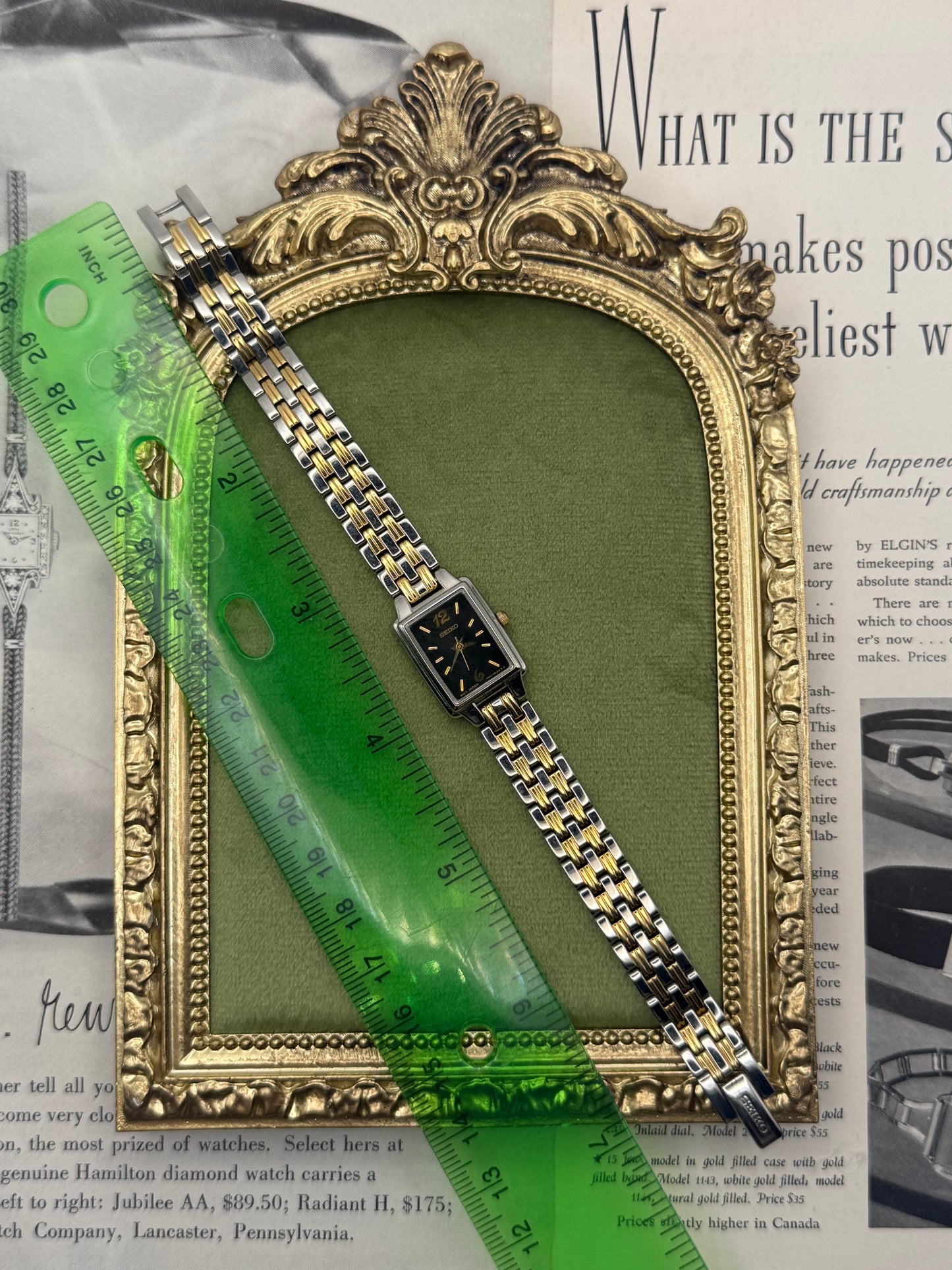 Working Vintage Two Tone Black Dial Seiko Watch