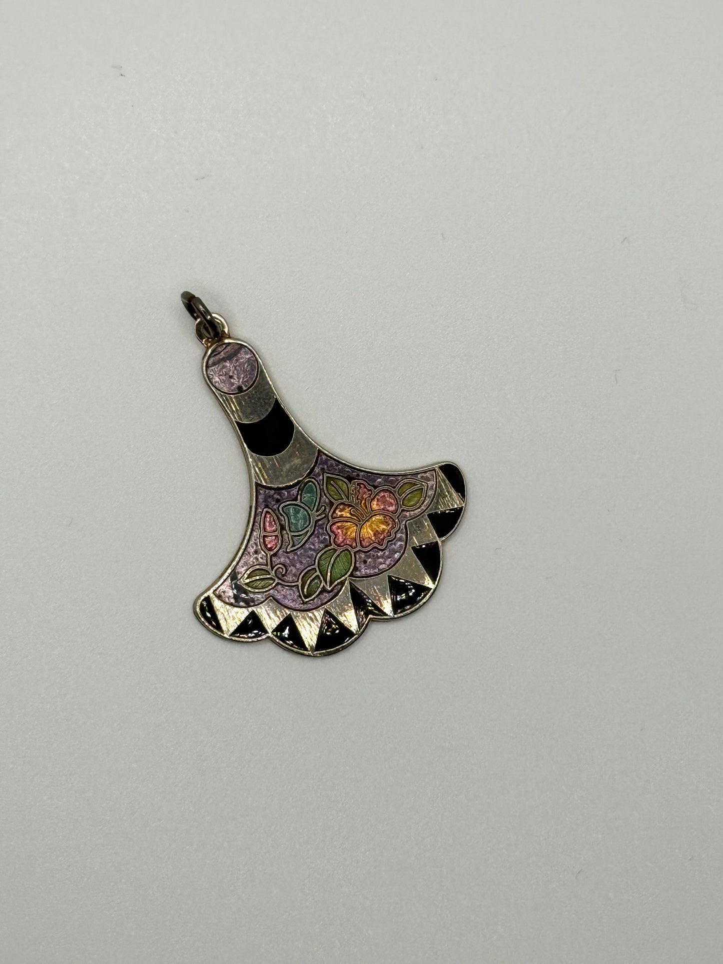 silver tone cloisonne pendant