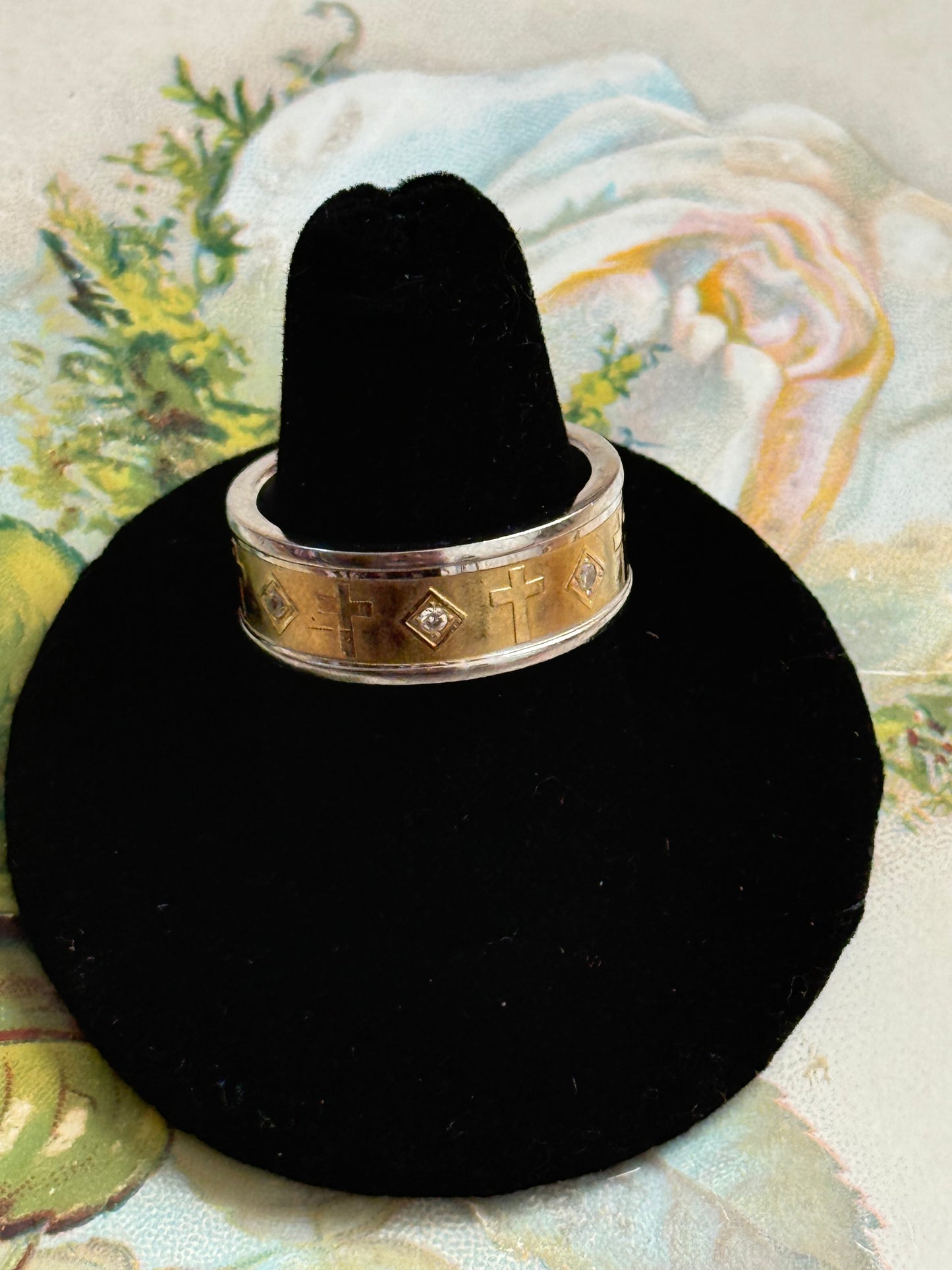 two tone religious band watch size 9