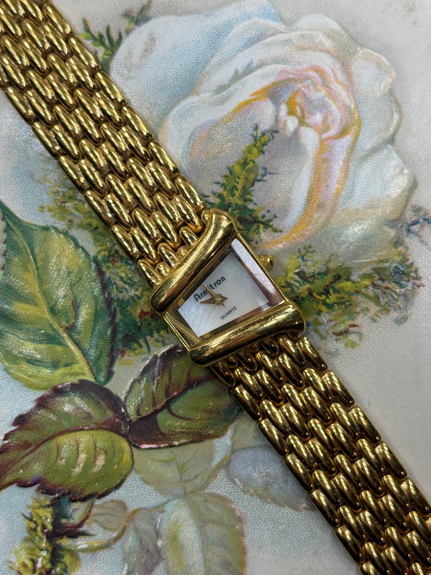 working gold tone vintage half moon watch