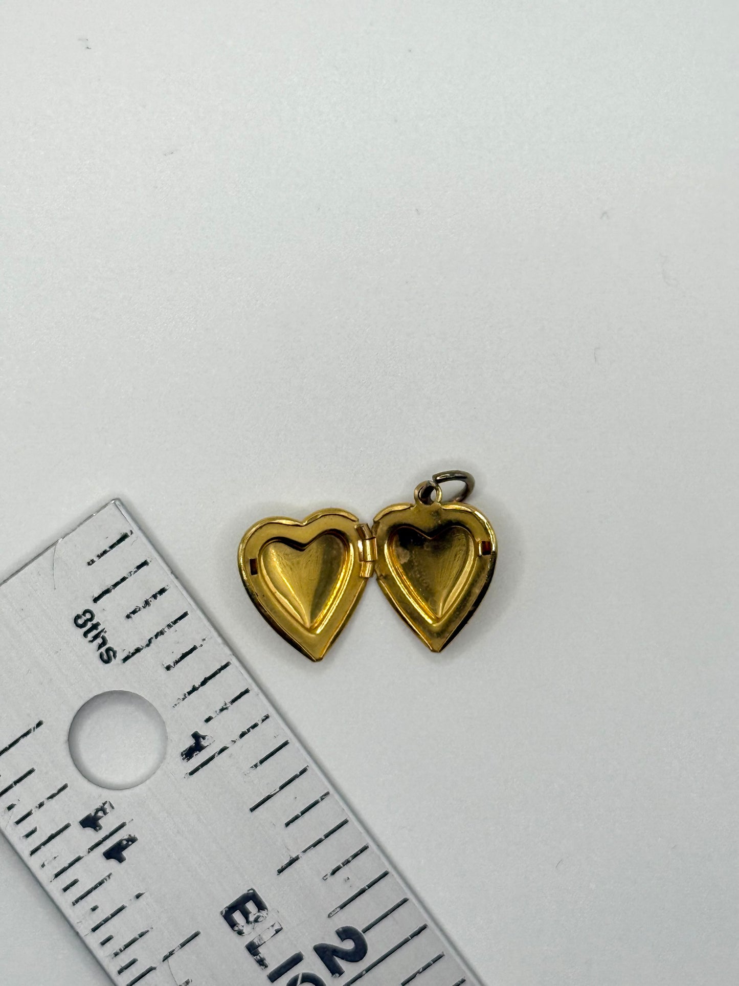 gold tone micro heart locket pendant