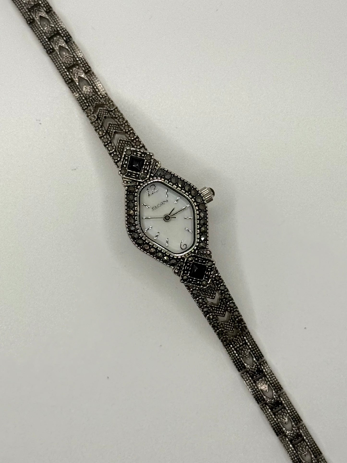 nonworking silver tone black gemstone watch