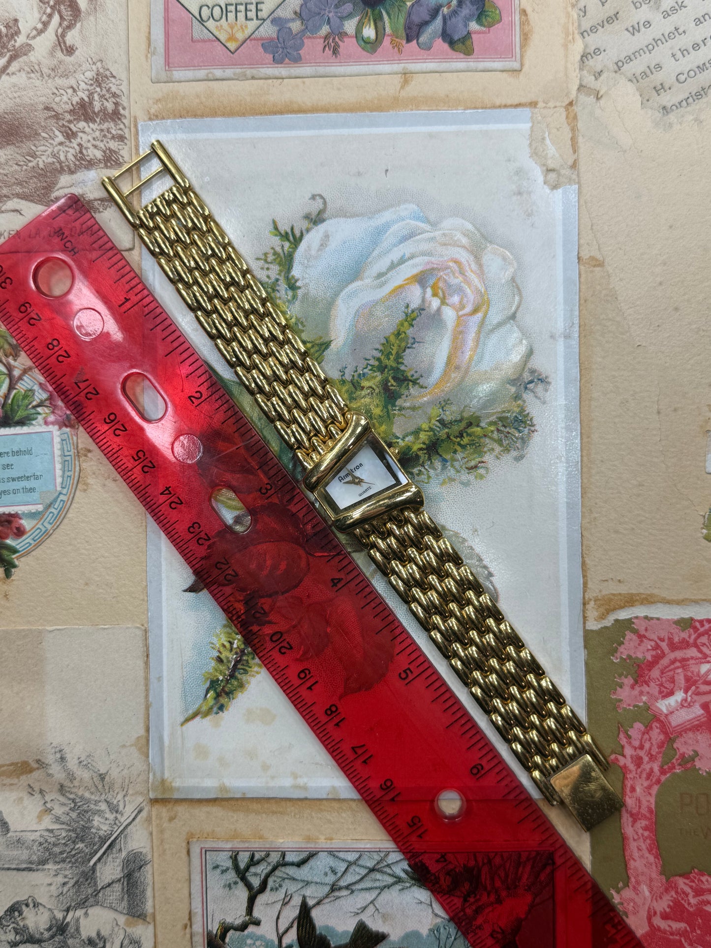 working gold tone vintage half moon watch