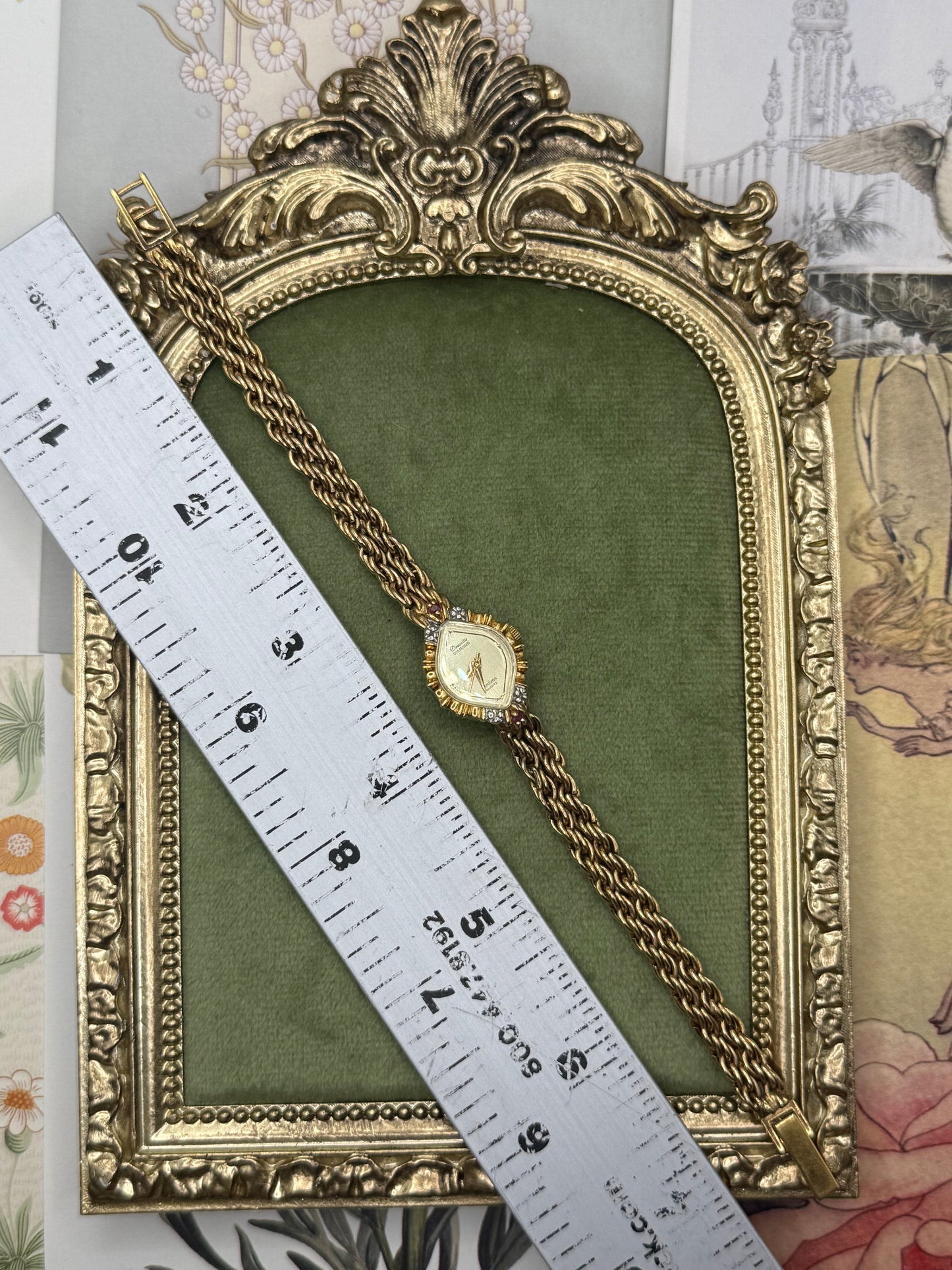 Working Vintage Gold Tone Ruby Accent Watch