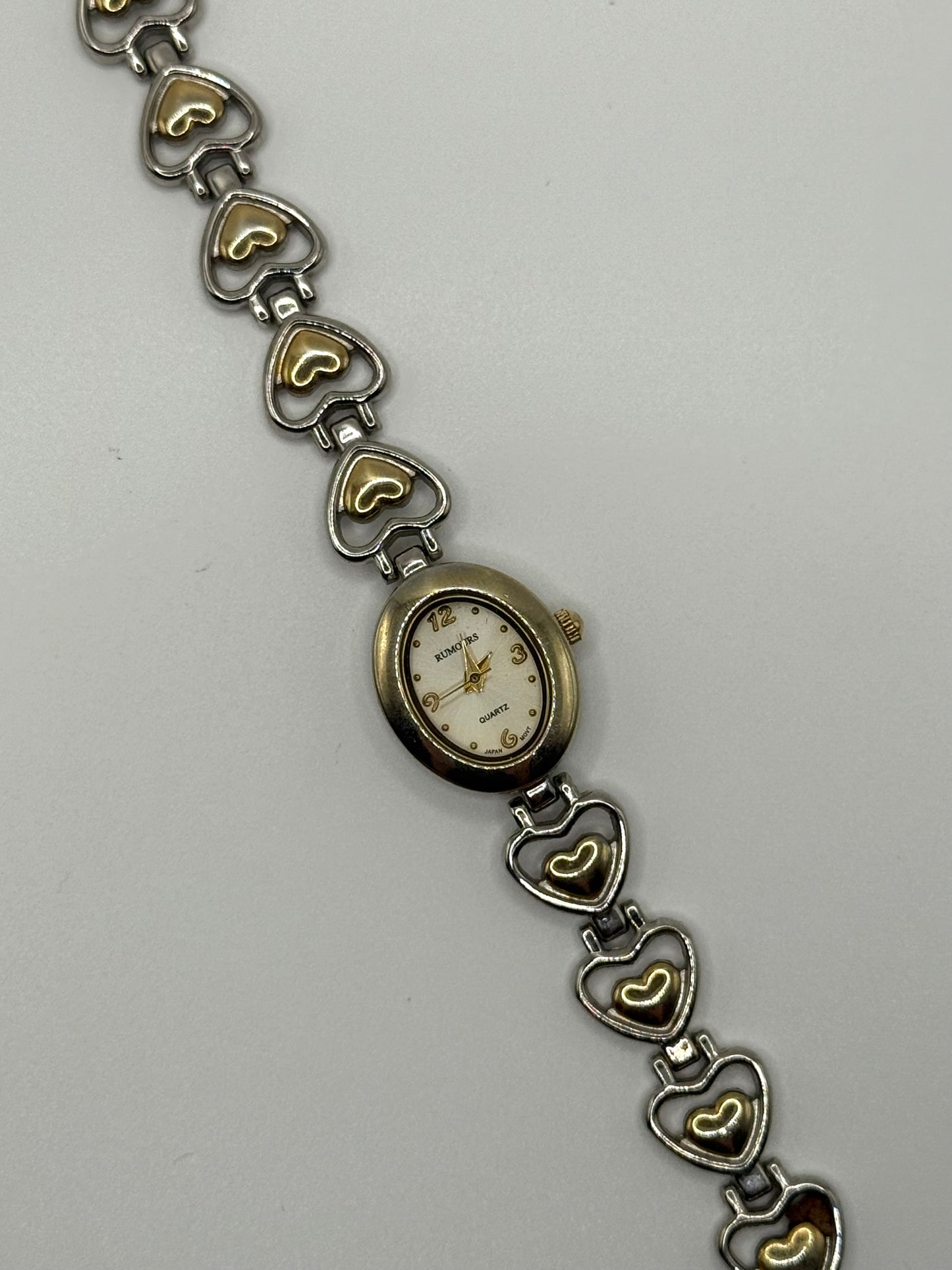 working two tone heart band watch