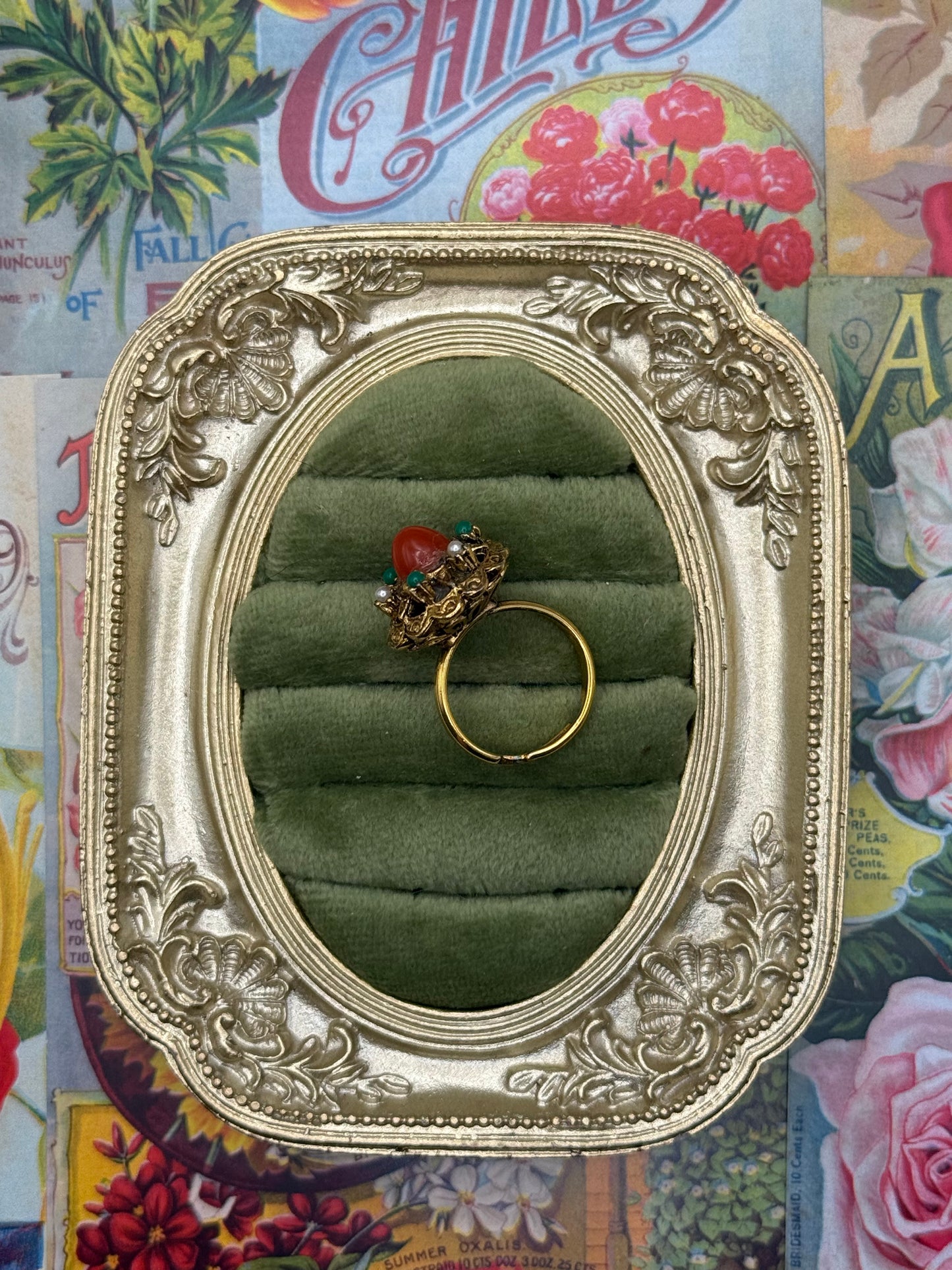 Vintage Gold Tone Adjustable Ring Size 6.25
