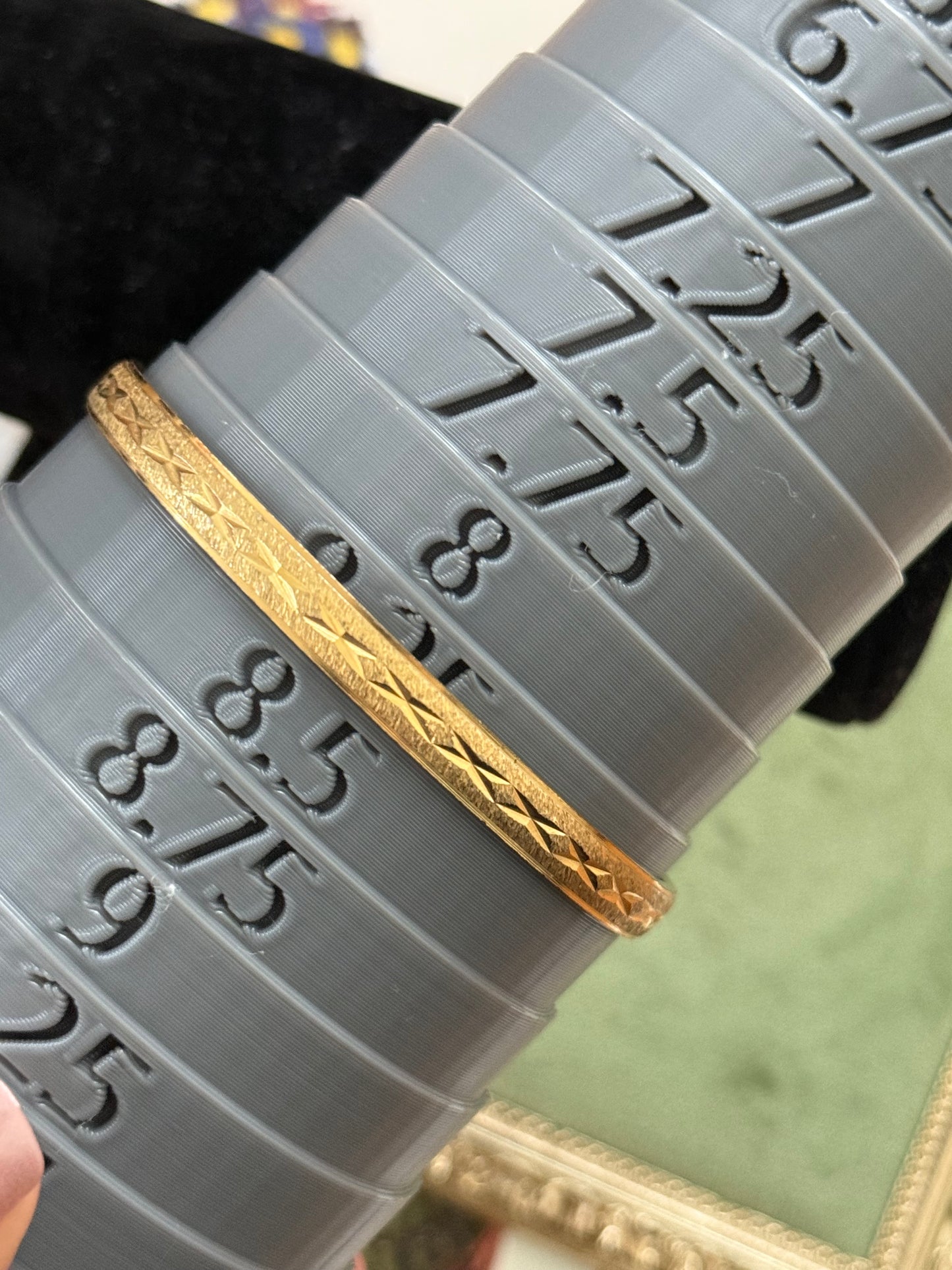 Vintage Gold Tone Etched Bangle