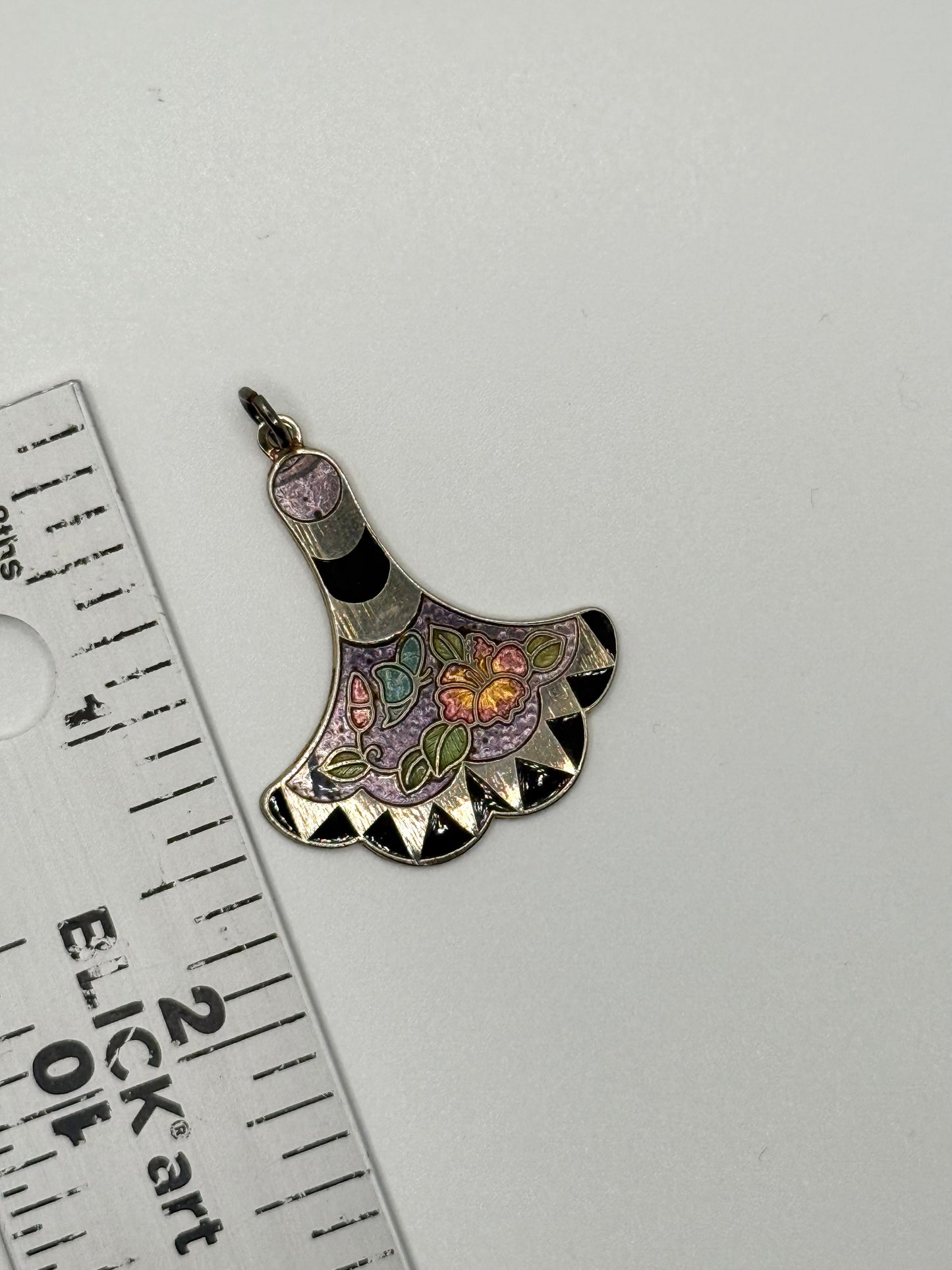silver tone cloisonne pendant