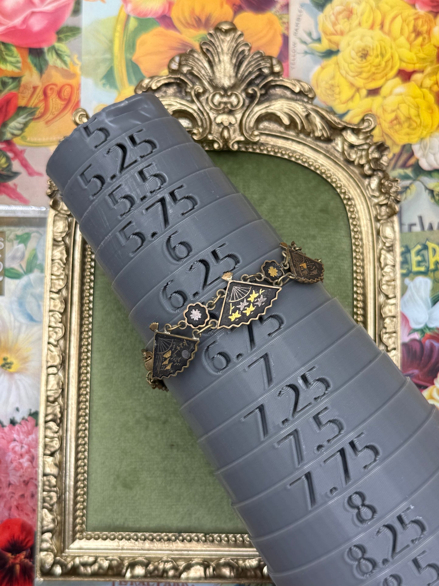 Vintage Gold Tone Japanese Damascene Bracelet (Matte) 6.5”