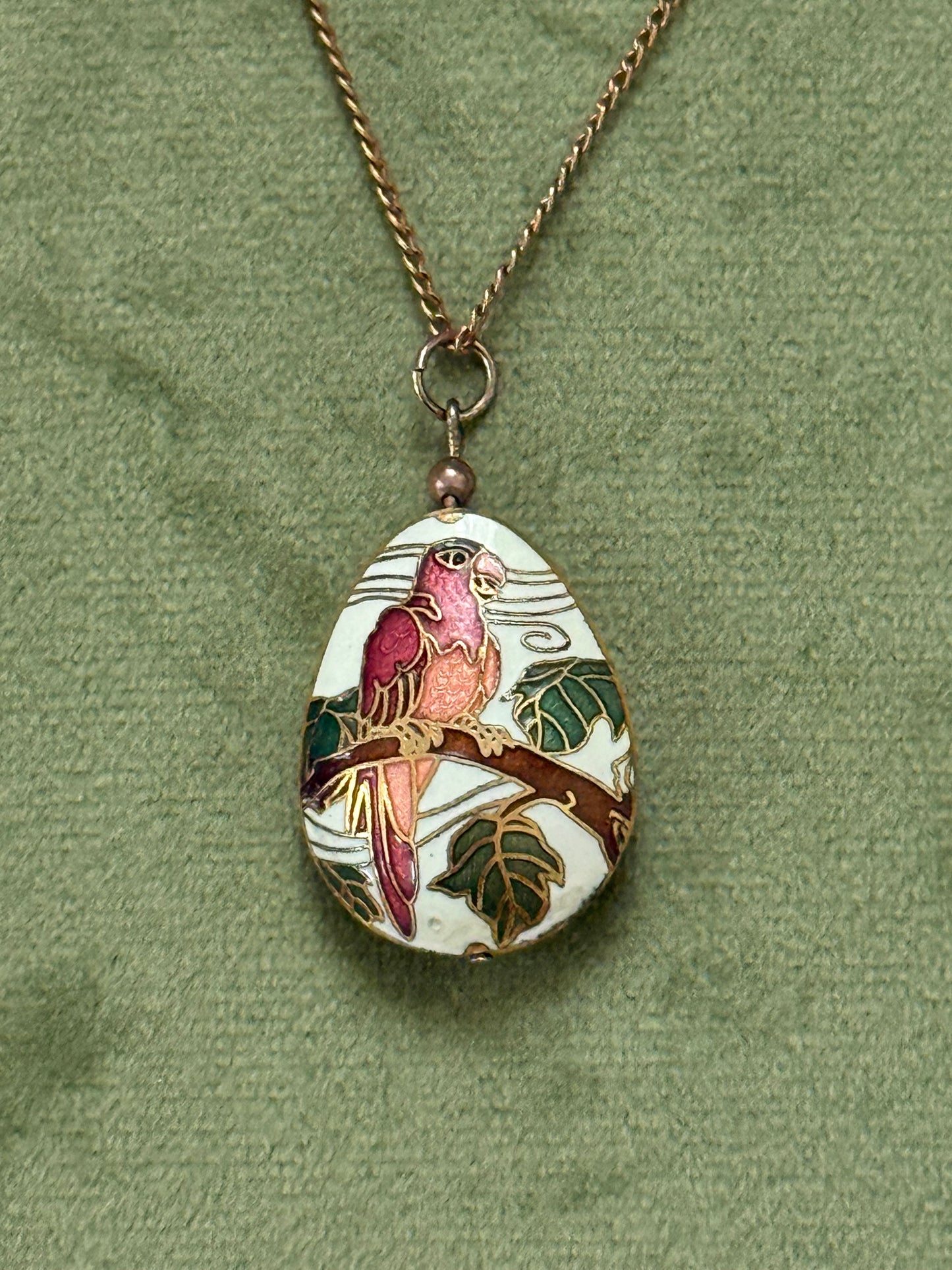 Vintage Gold Tone Enameled Cloisonne Necklace