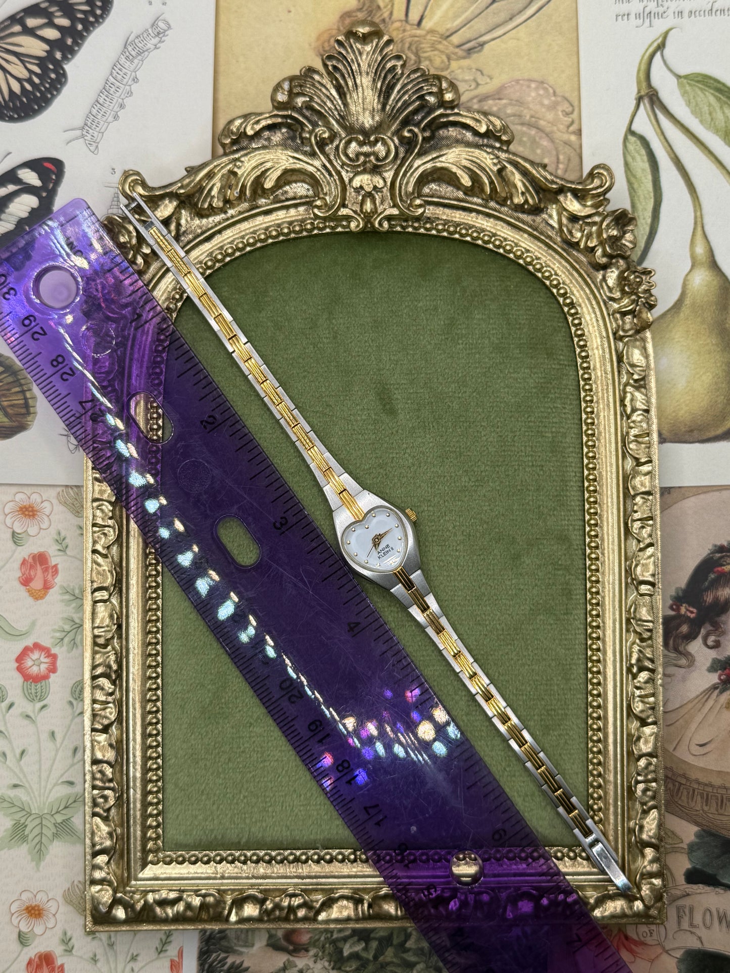 Nonworking Vintage Two Tone Heart Watch