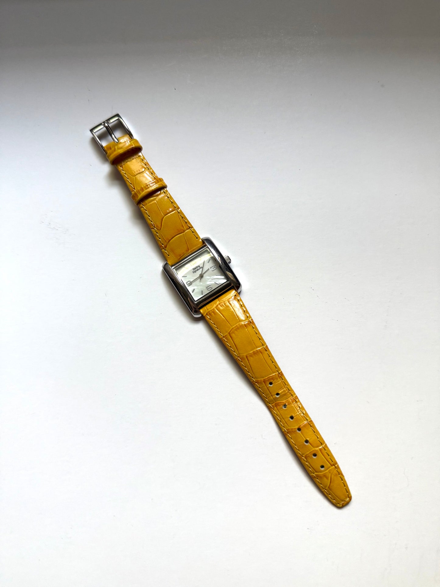 working sterling silver leather band watch