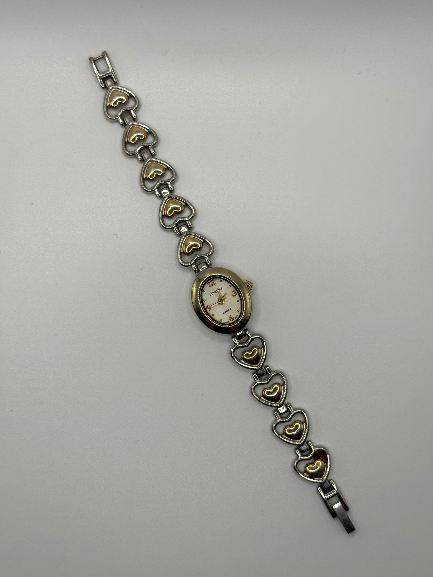 working two tone heart band watch