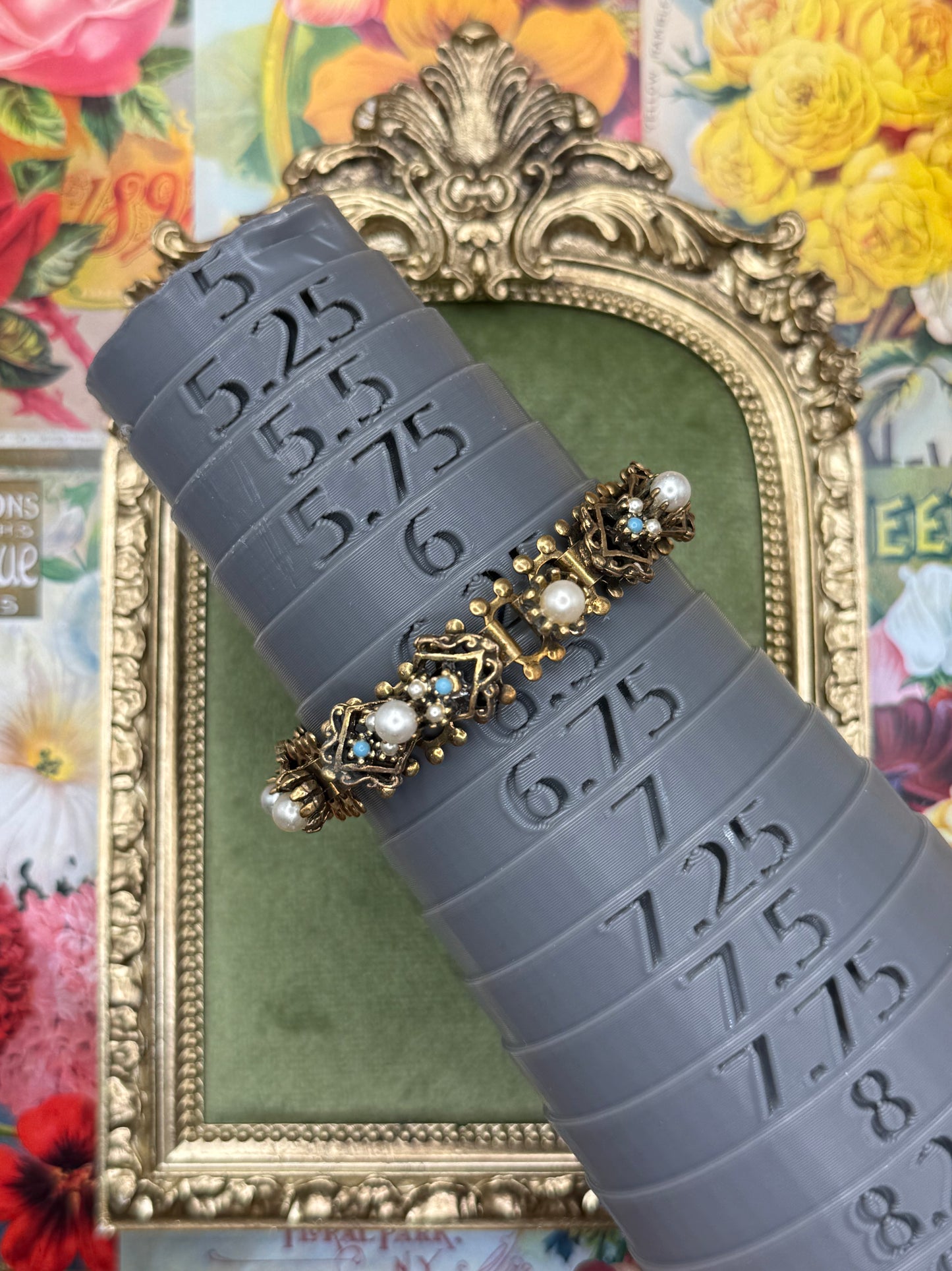 Vintage Gold Tone Victorian Revival Bracelet 6.5”