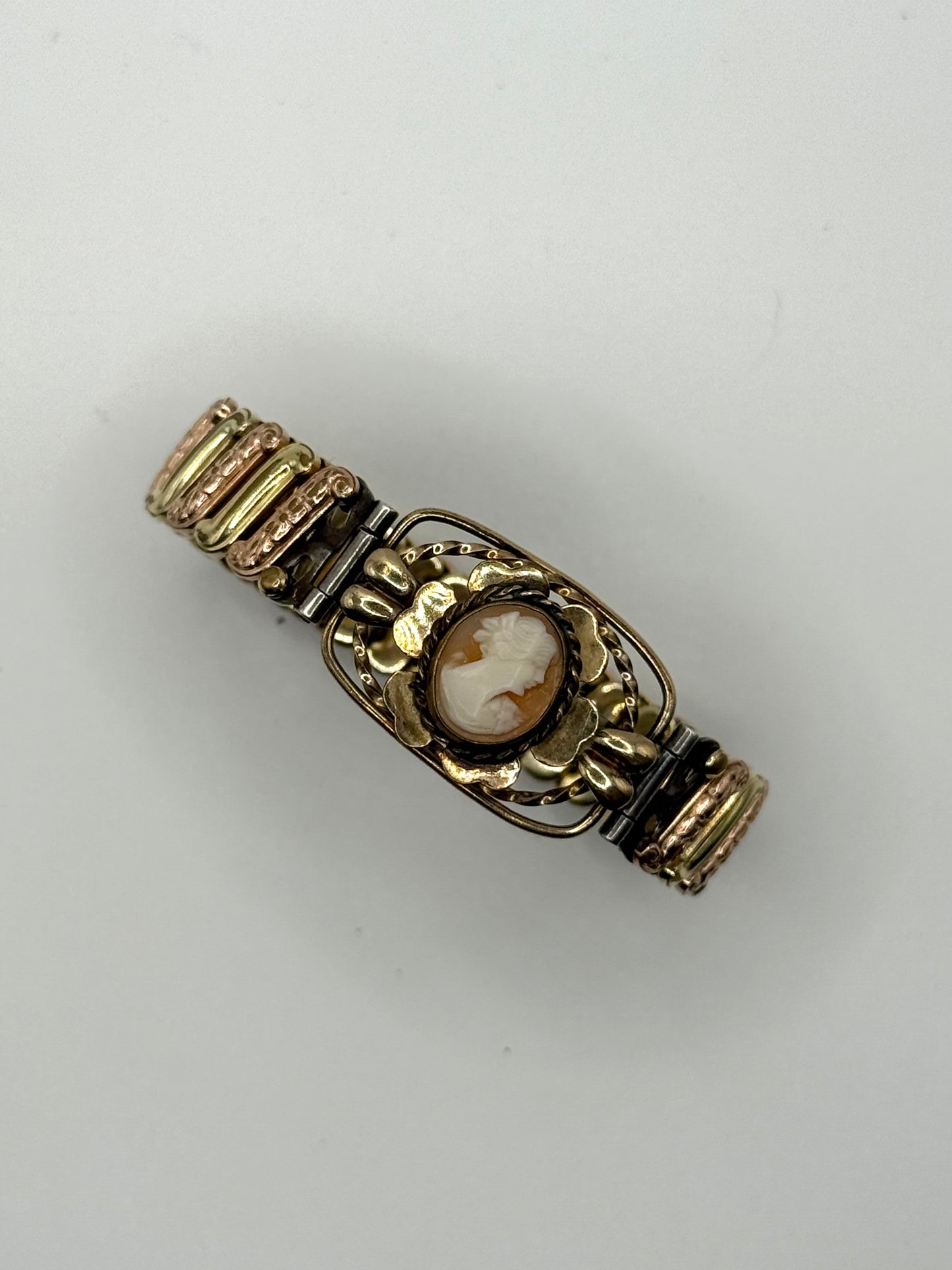 gold tone sterling silver and gold filled cameo sweetheart bracelet