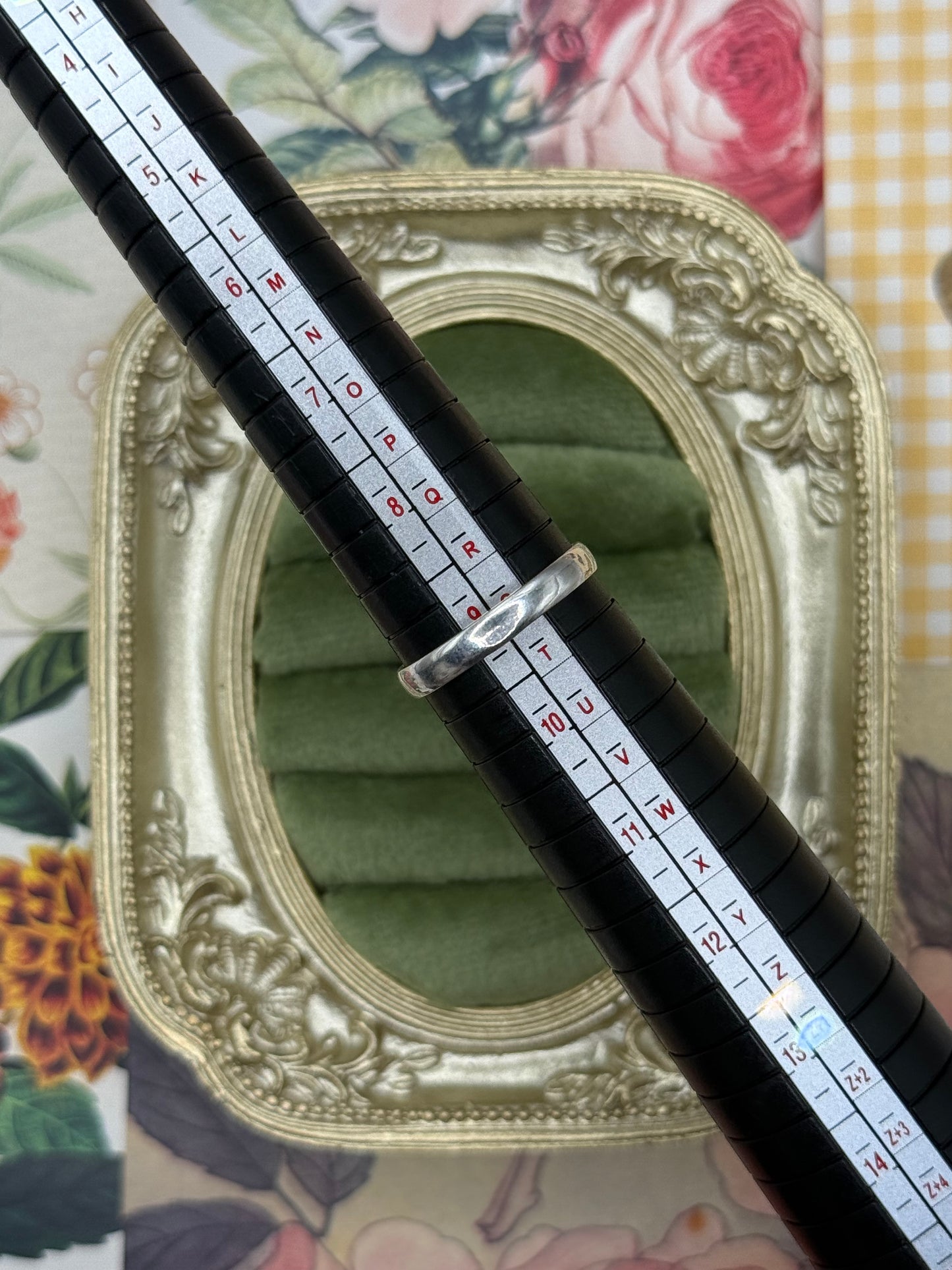 Vintage Silver Tome Cabochon Ring Size 9