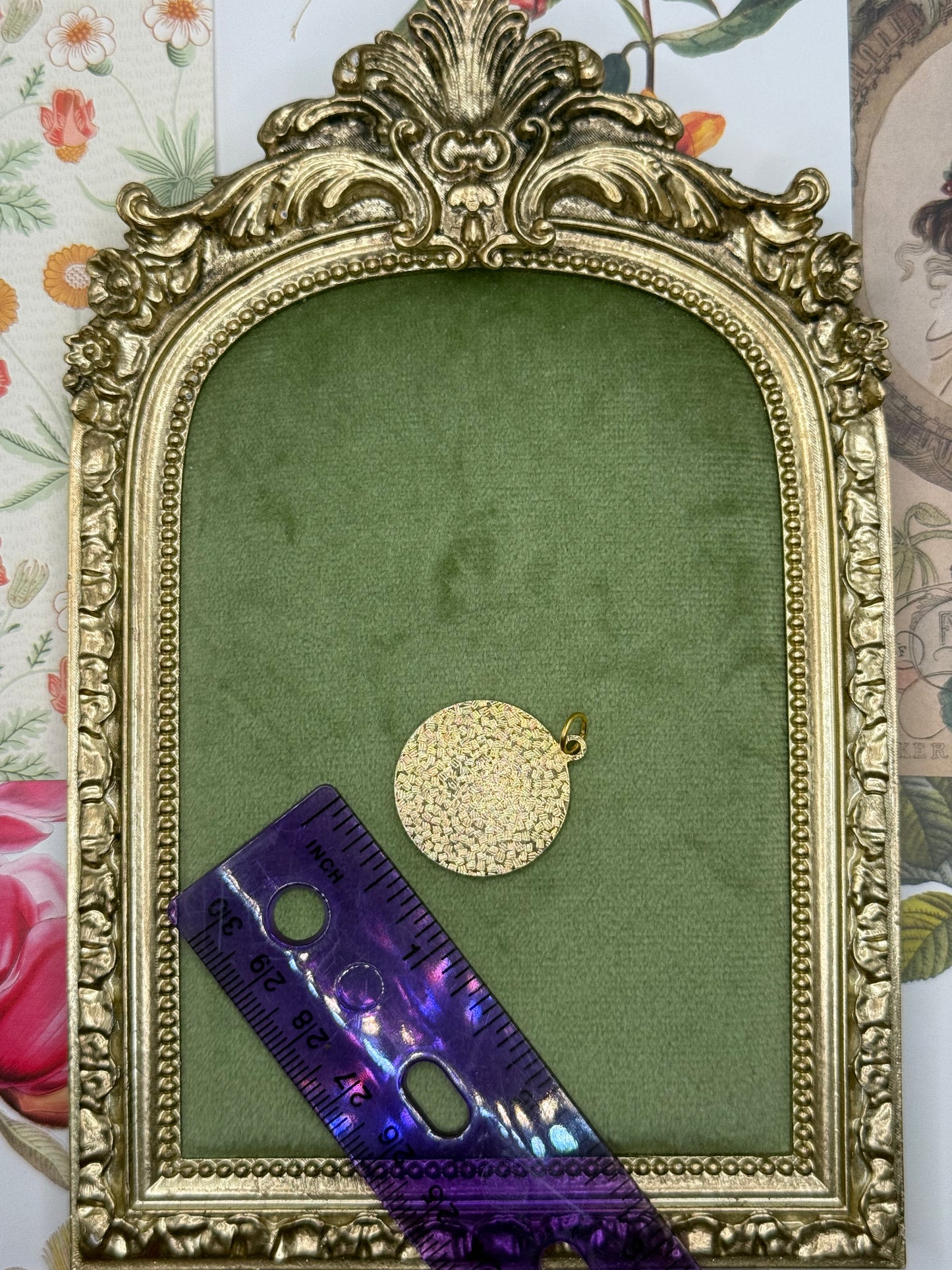 Vintage Gold Tone Enameled Pendant