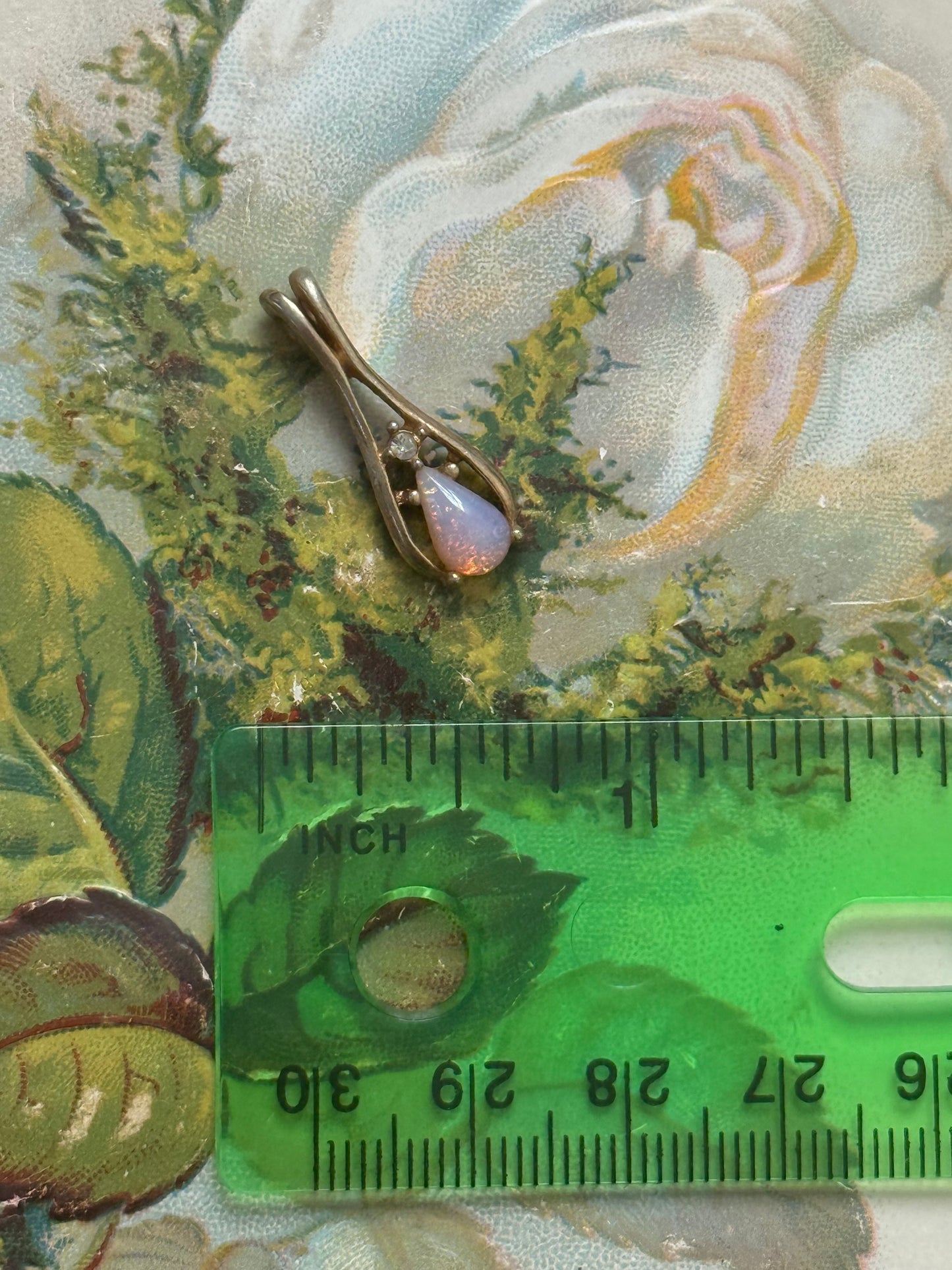 gold tone simulated opal pendant