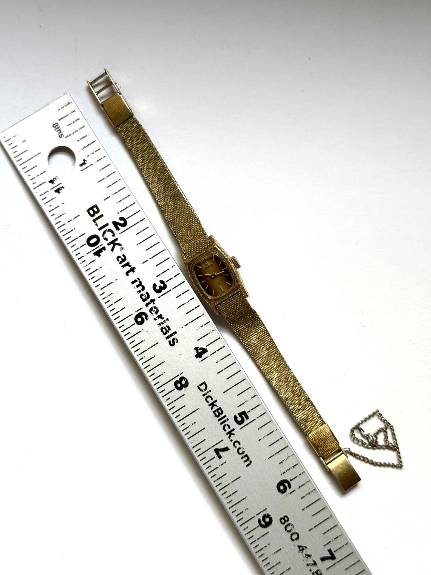 working gold tone wind up brown dial seiko watch