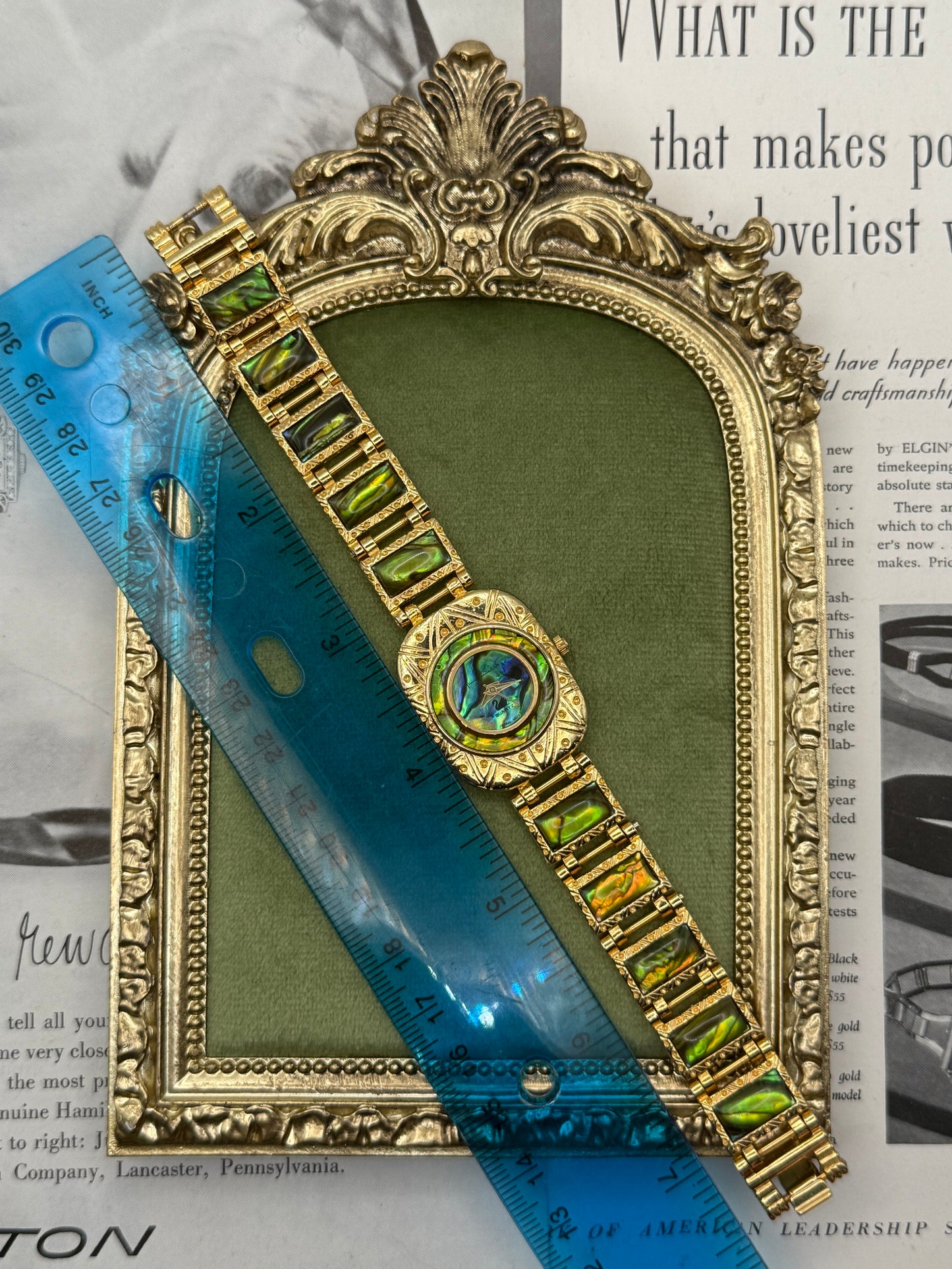 Working Vintage Gold Tone Abalone Watch