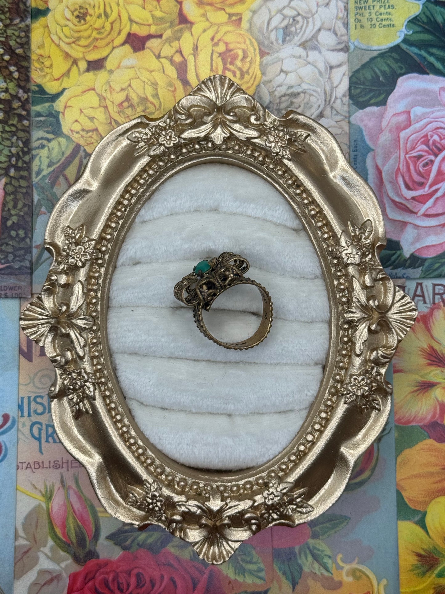 Vintage Brass Toned Adjustable West Germany Ring Size 4