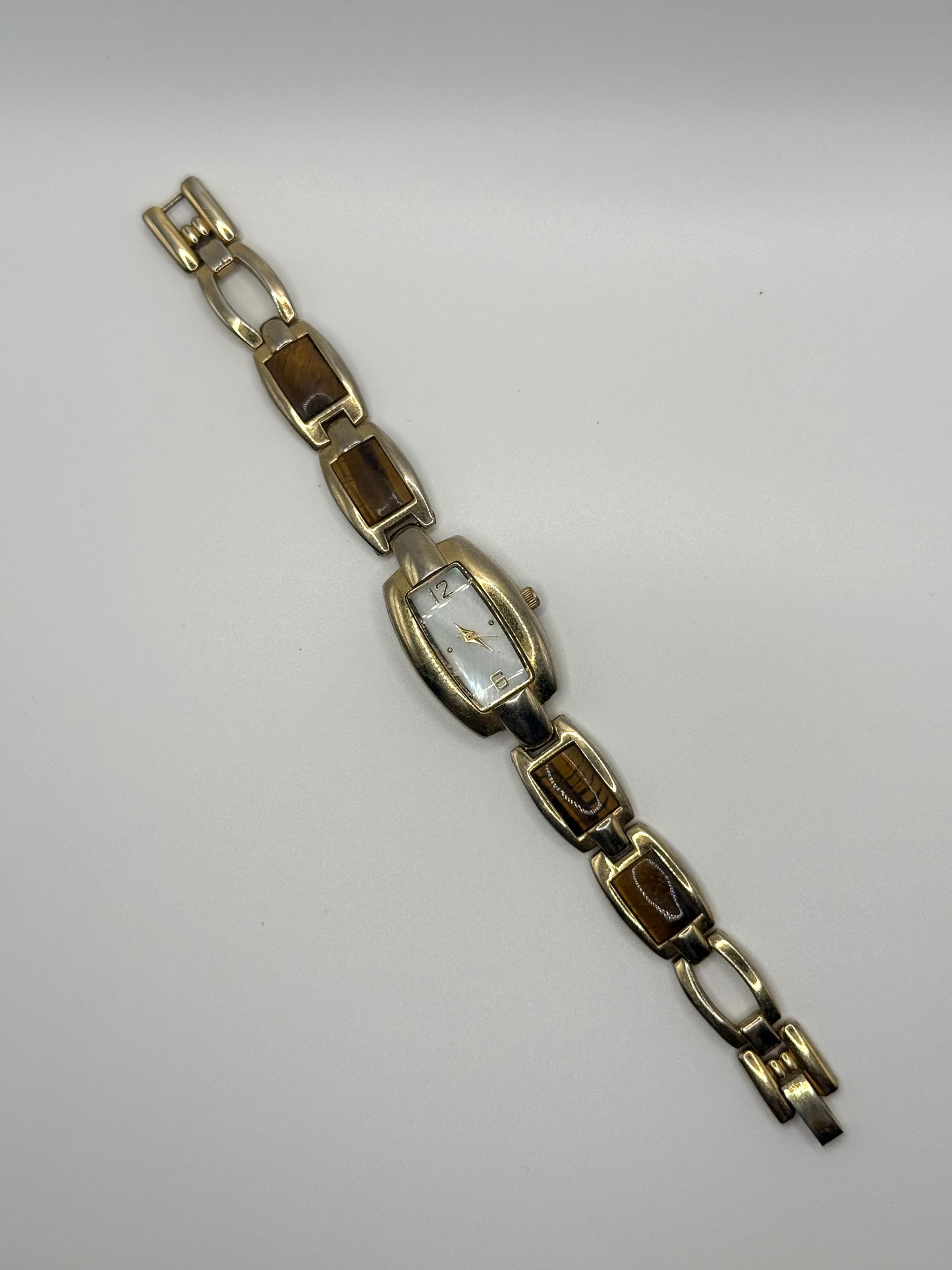 working gold tone tigers eye watch