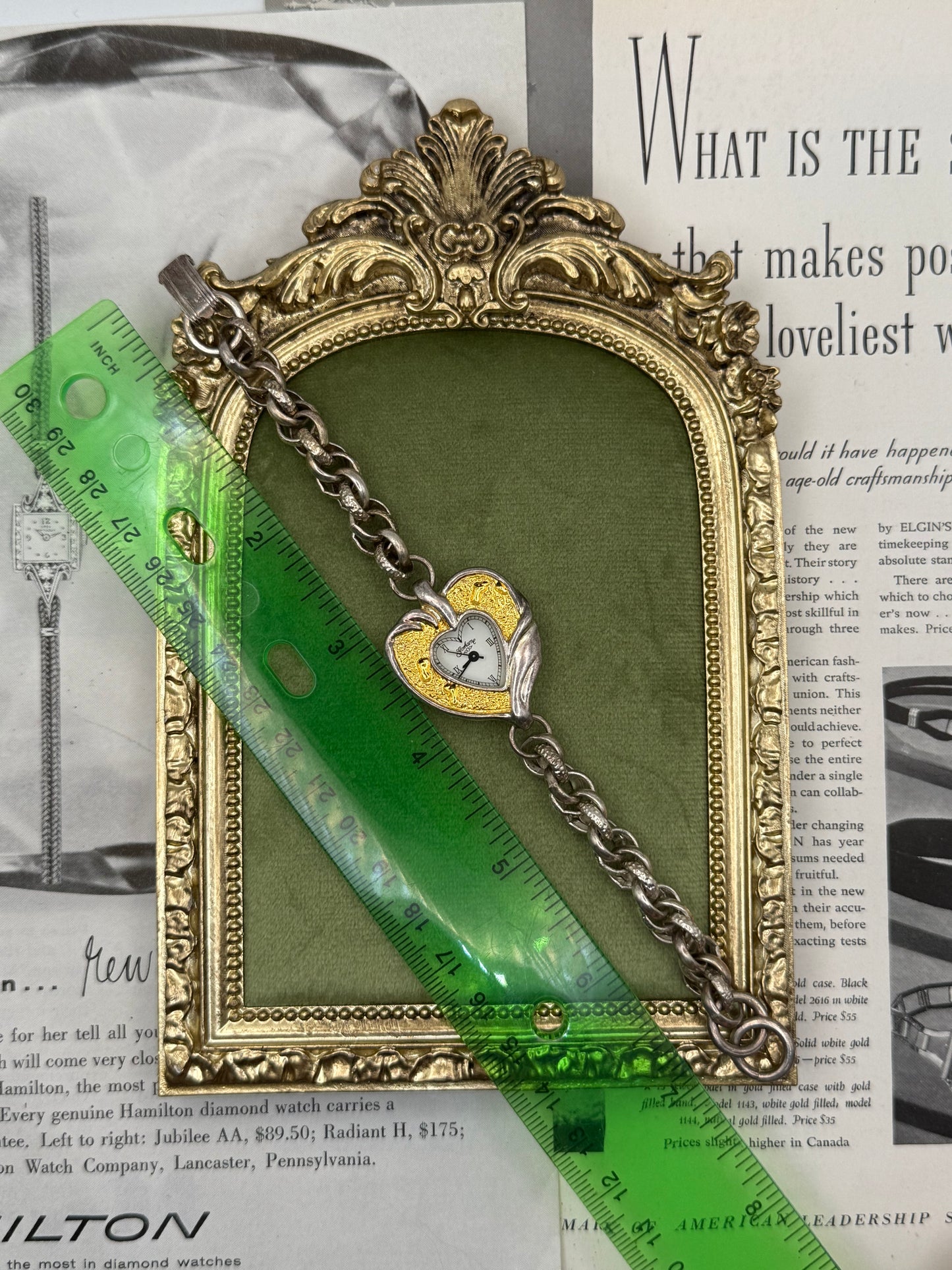 Working Vintage Two Tone Heart Dial Watch