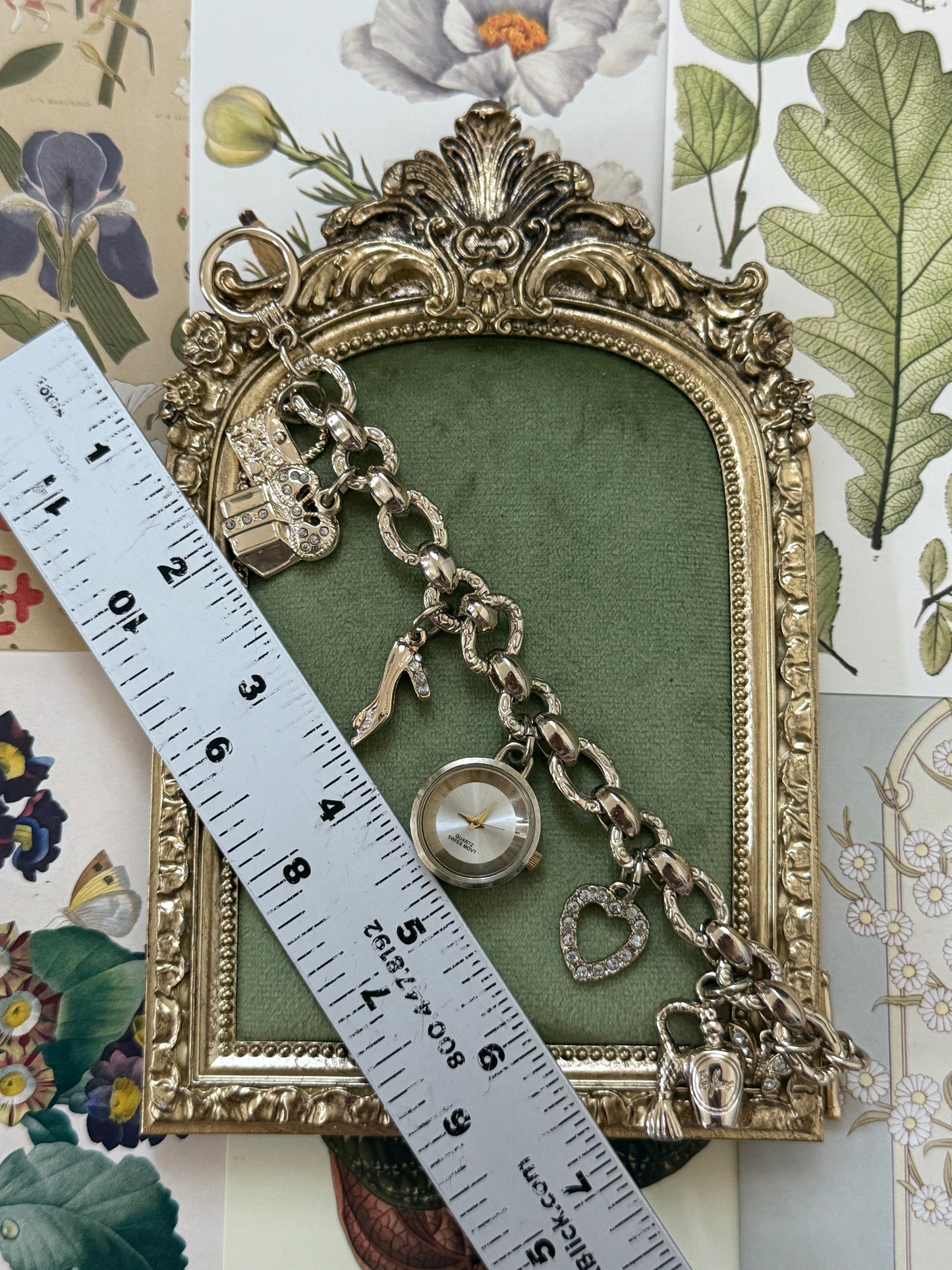 Working Vintage Gold Tone Charm Bracelet Watch