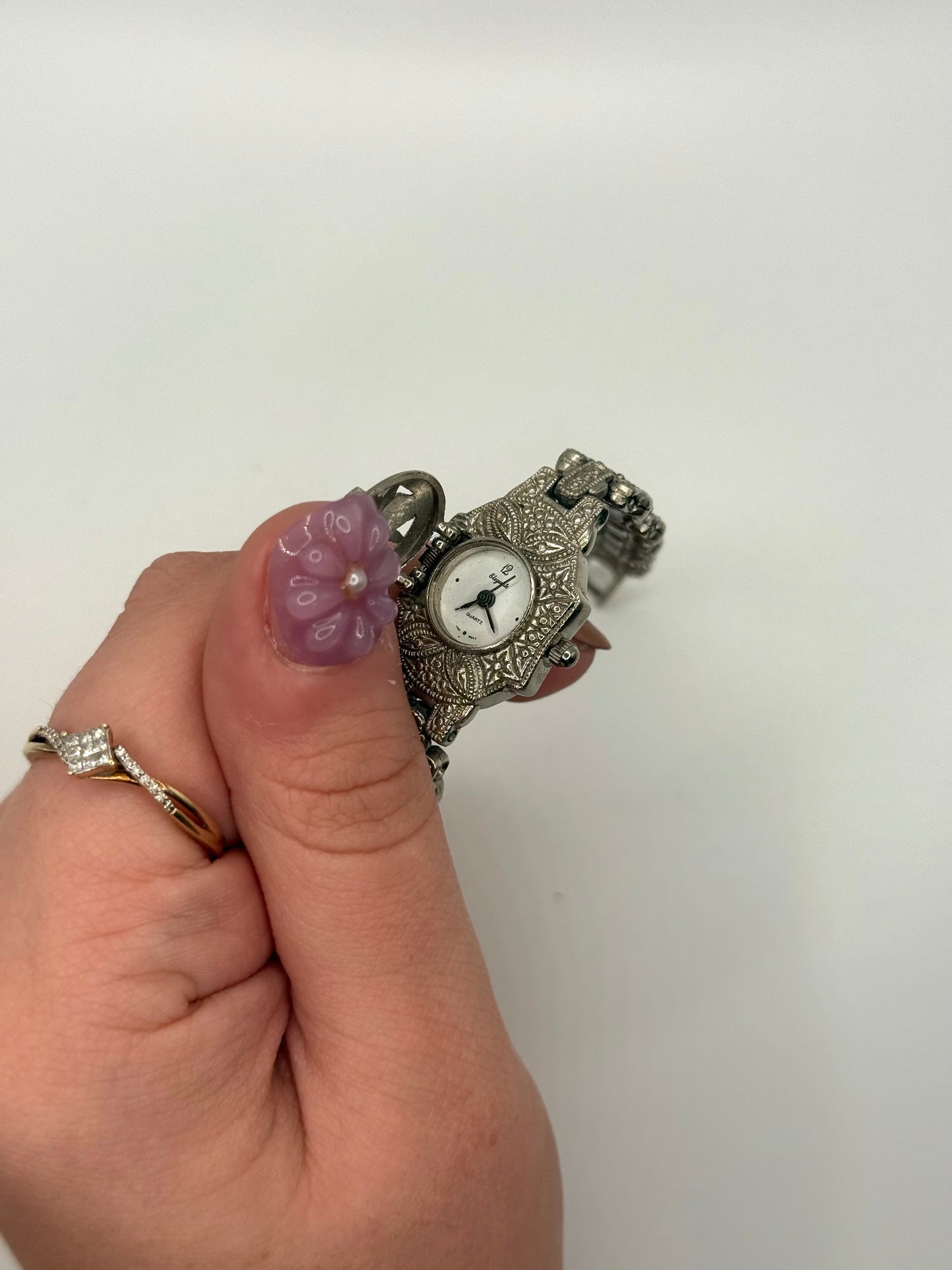 nonworking silver tone peek a boo watch