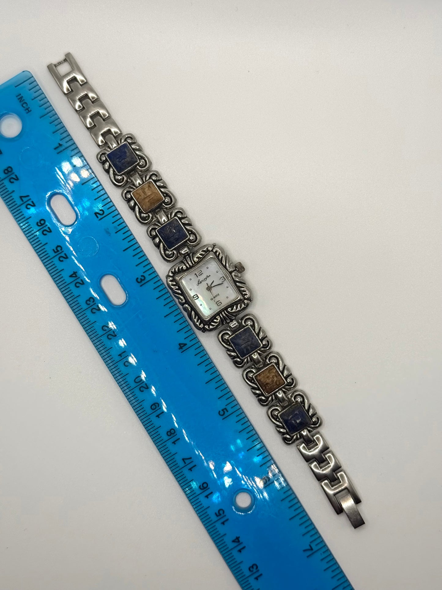 working silver tone gemstone watch