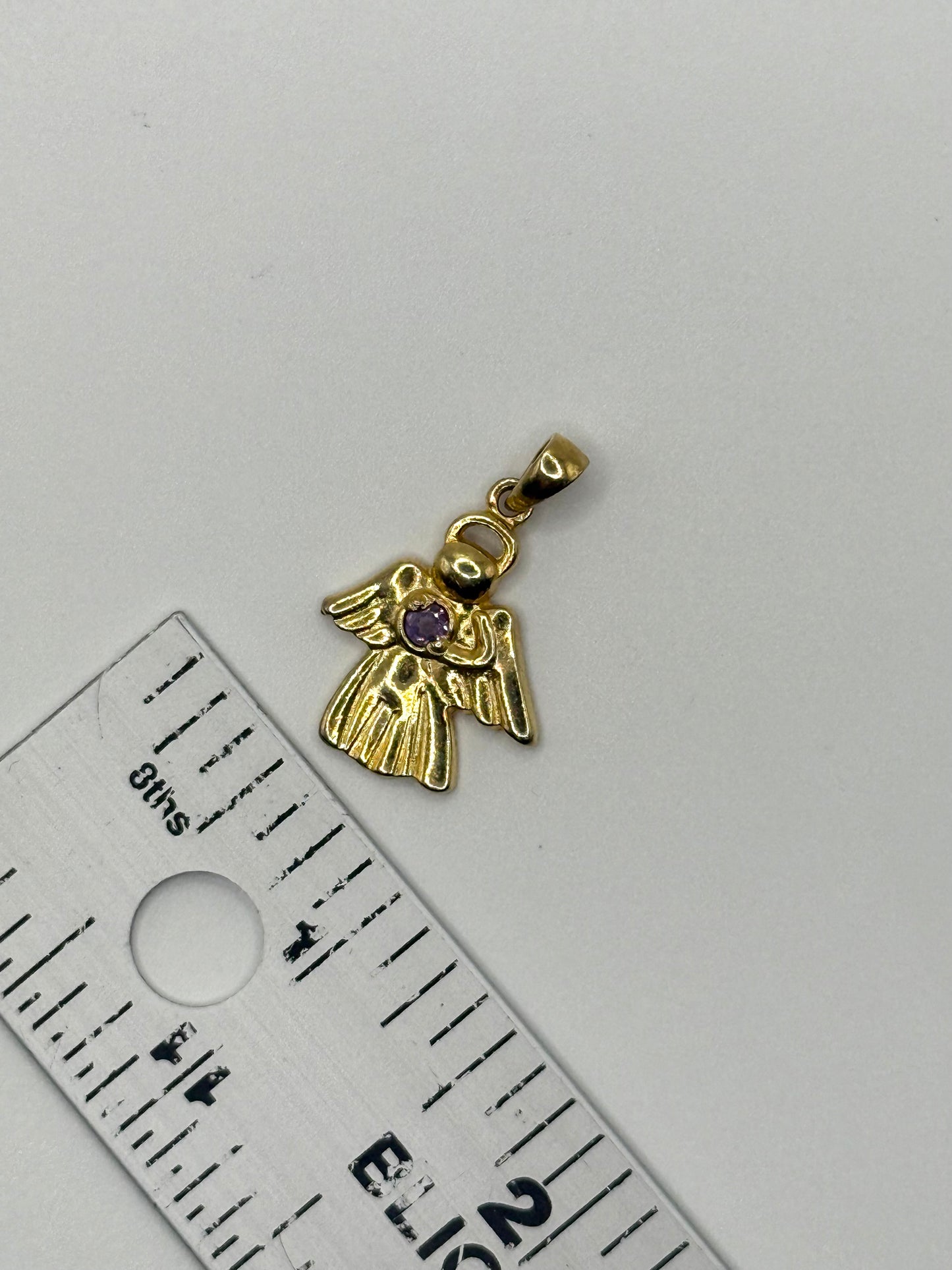 gold tone angel gemstone pendant