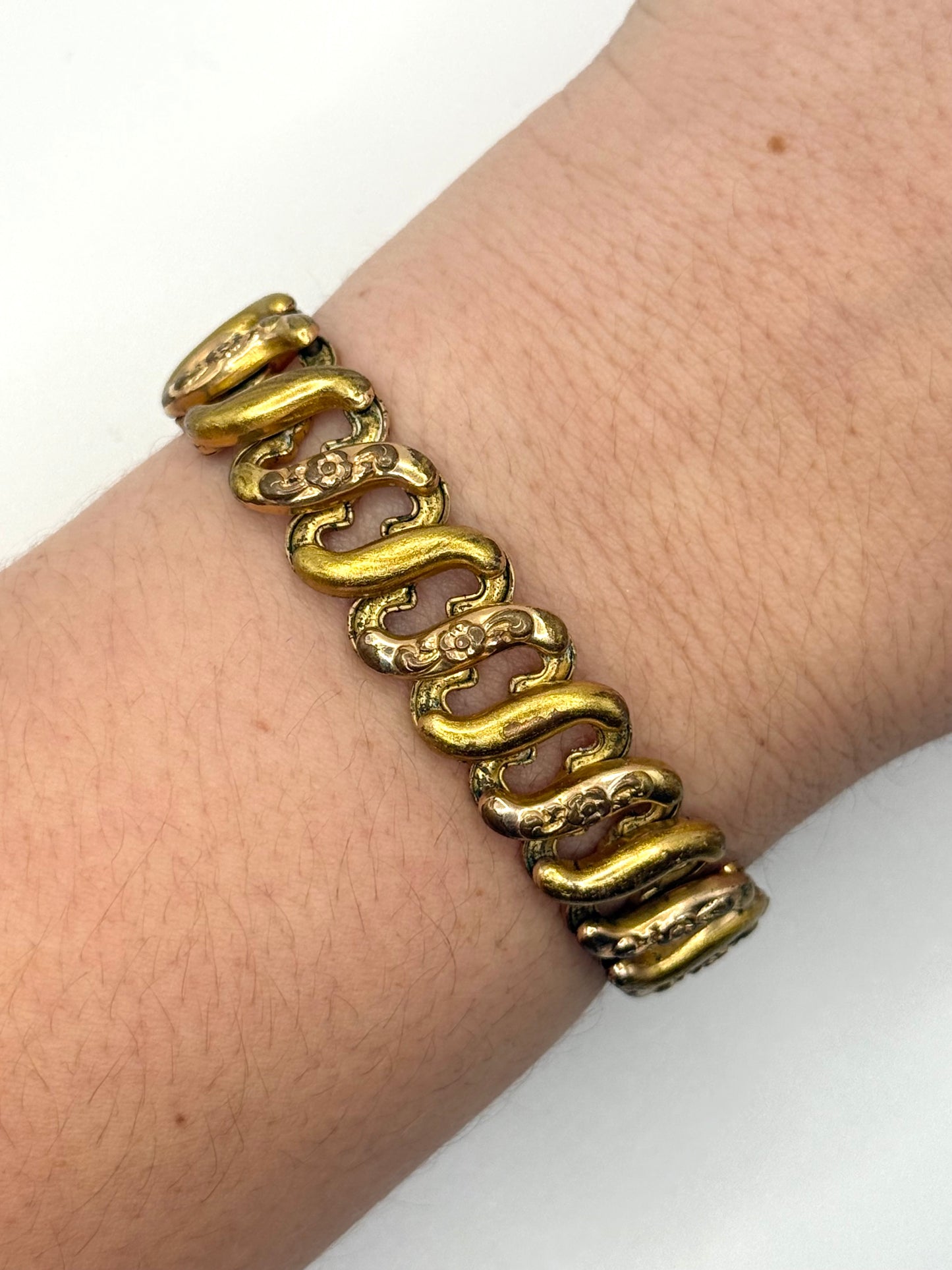 gold tone and rose gold tone sweetheart expansion bracelet