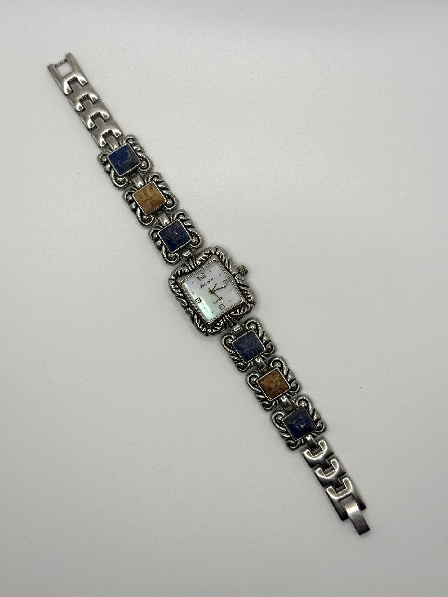 working silver tone gemstone watch