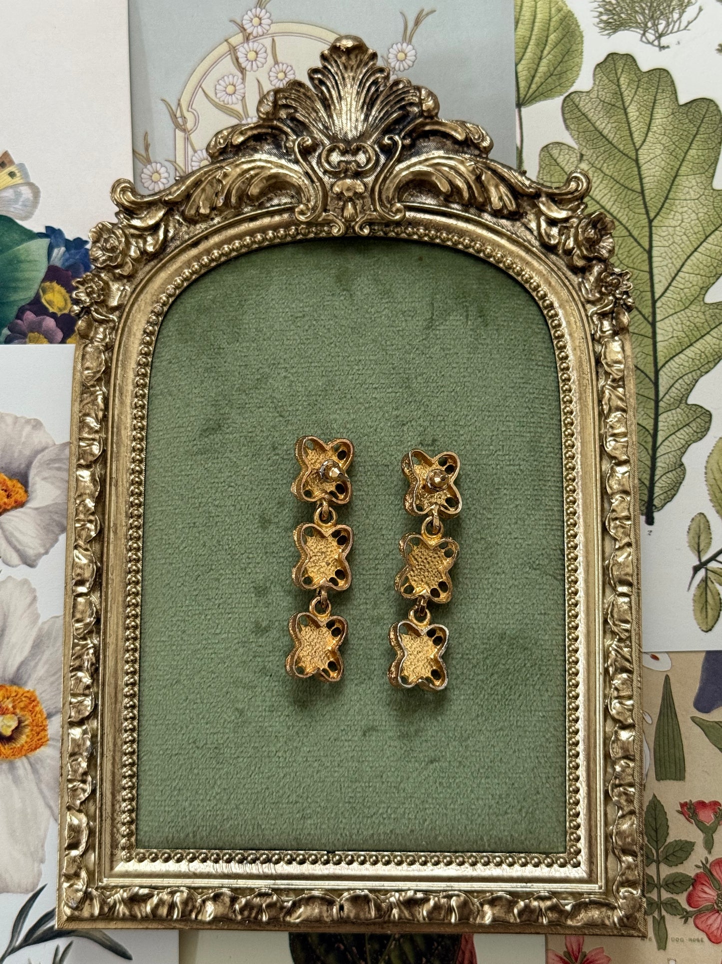 Vintage Gold Tone Gemstone Earrings