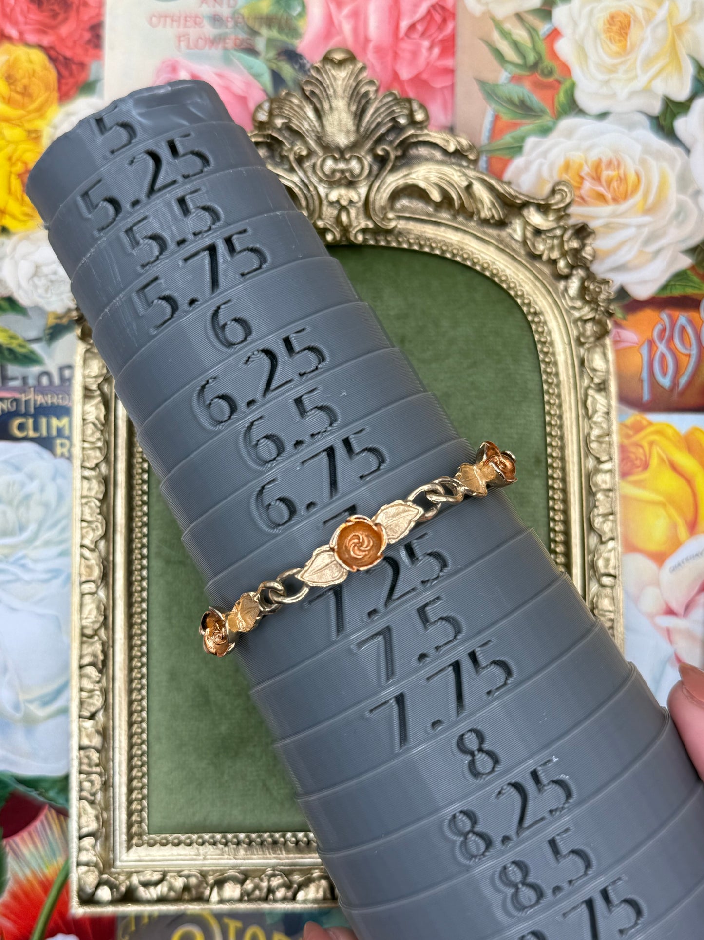 Vintage Gold Tone Avon Roses Bracelet