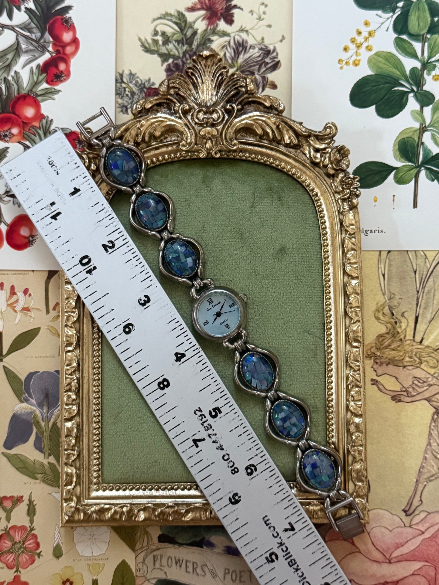 Nonworking Vintage Silver Tone Opal Stone Watch