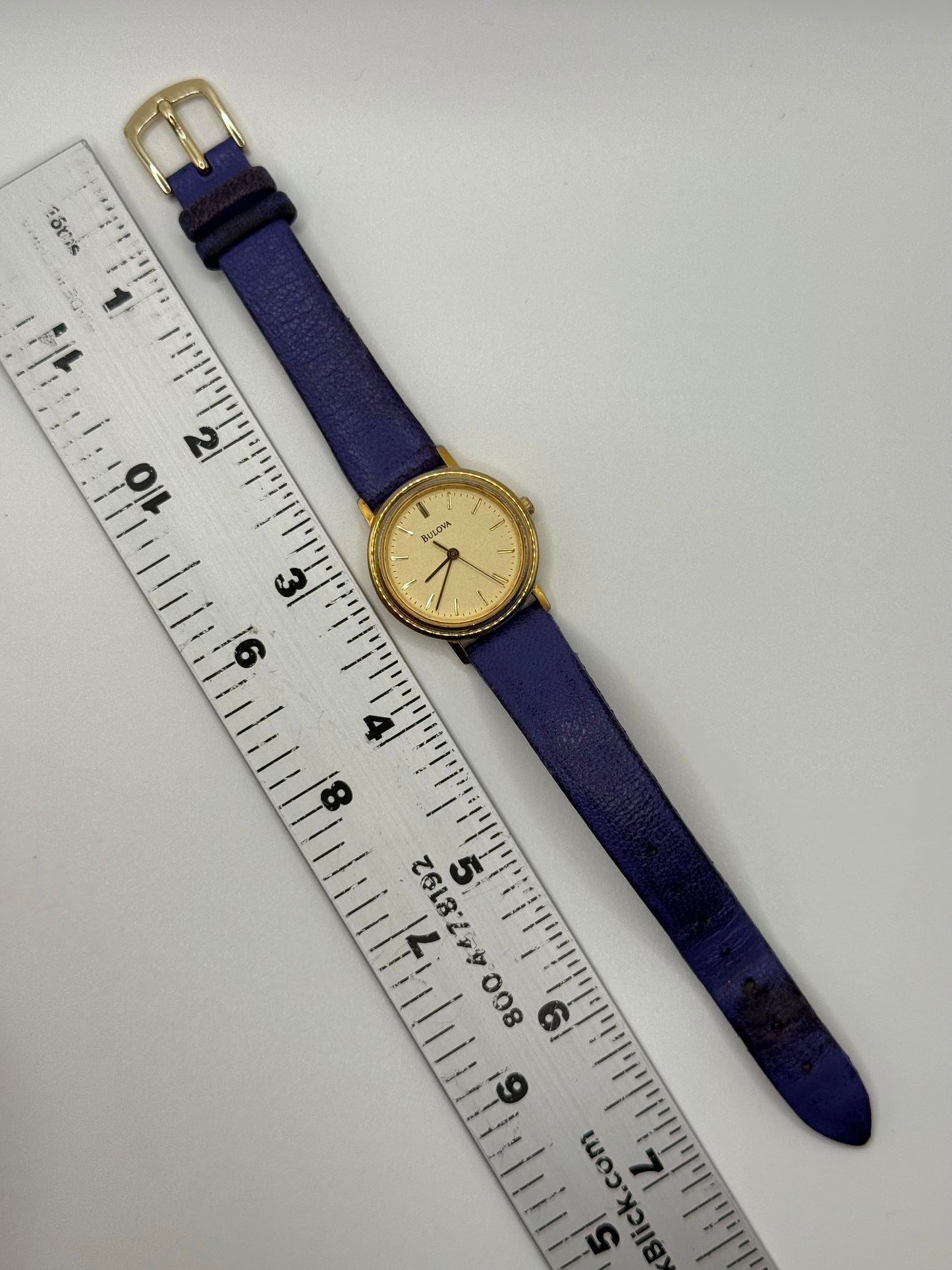 working gold tone leather band bulova watch