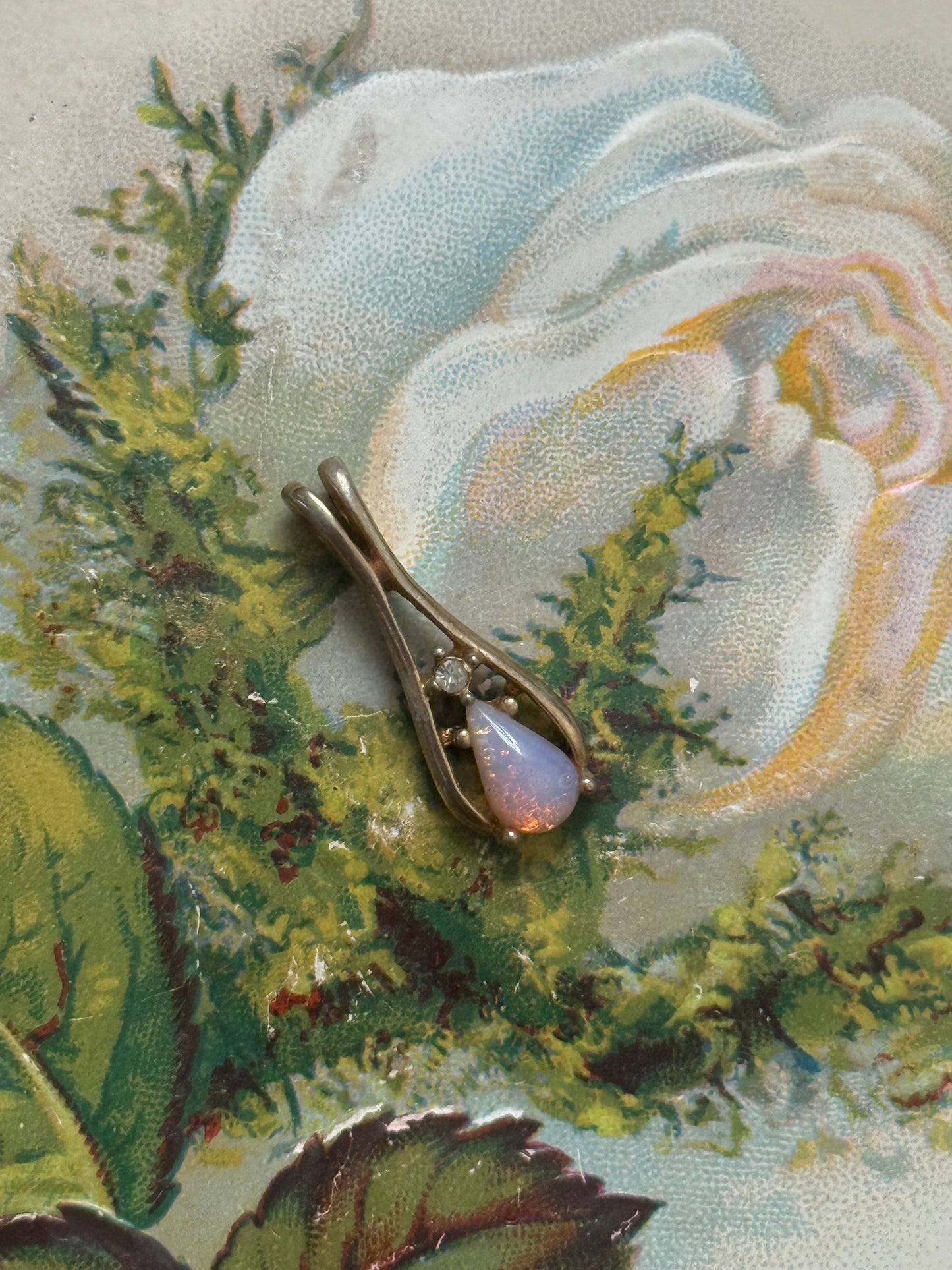 gold tone simulated opal pendant