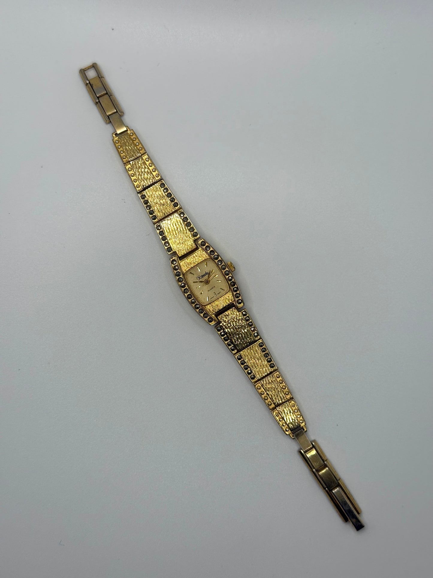 working gold tone marcasite watch