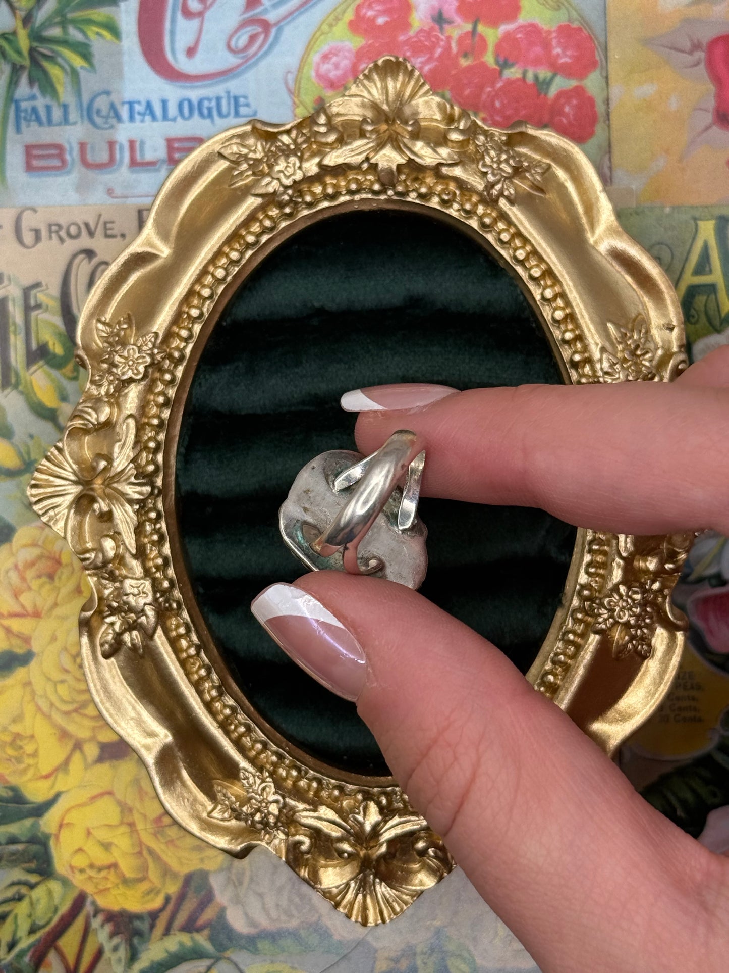 Vintage Sterling Silver Unpolished Opal Ring Size 6