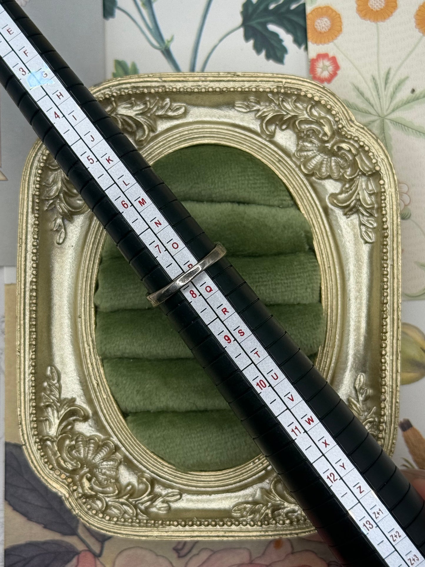 Vintage Silver Tone Old Stock Gemstone Ring Size 7.5