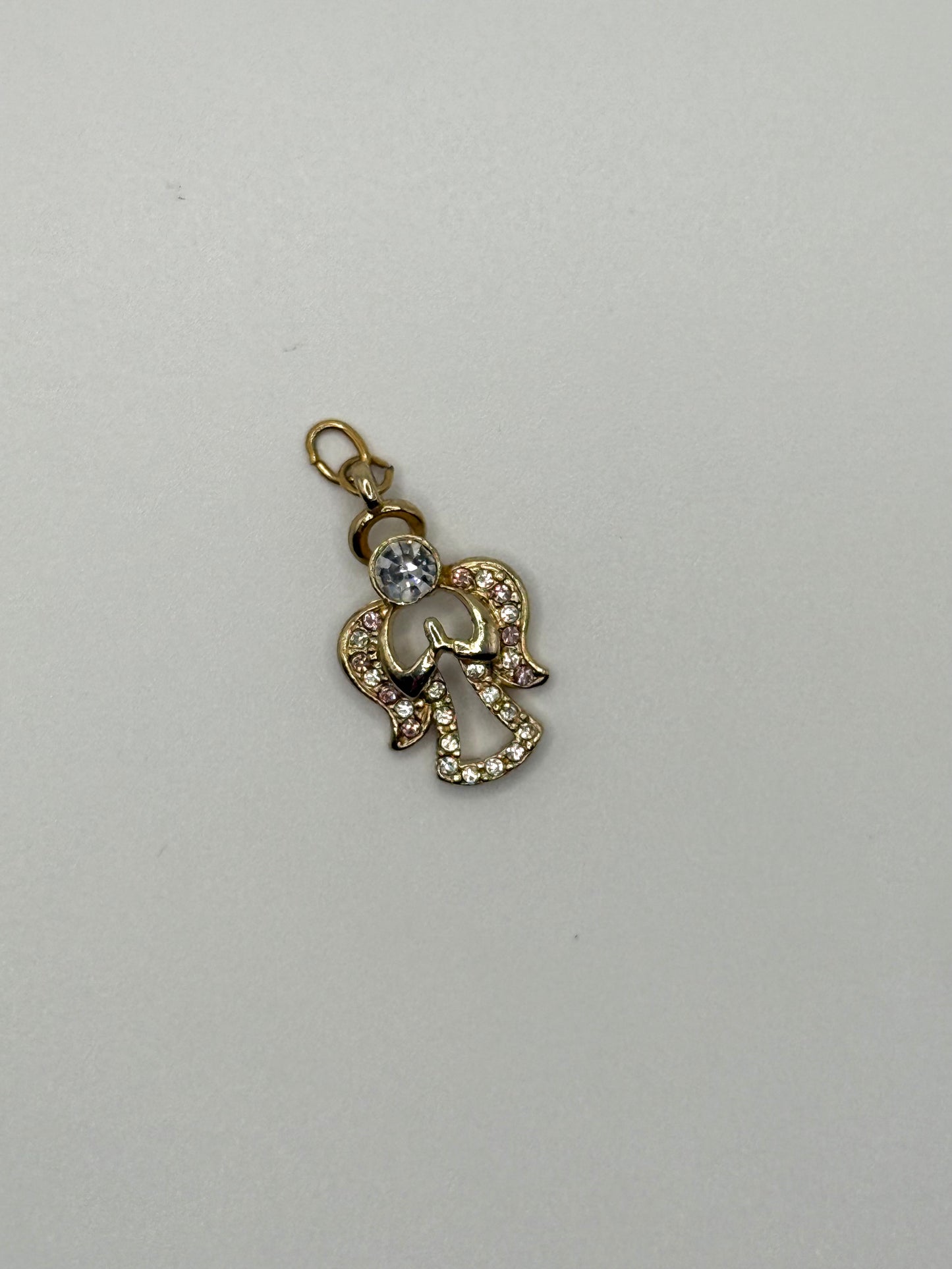 gold tone angel rhinestone pendant