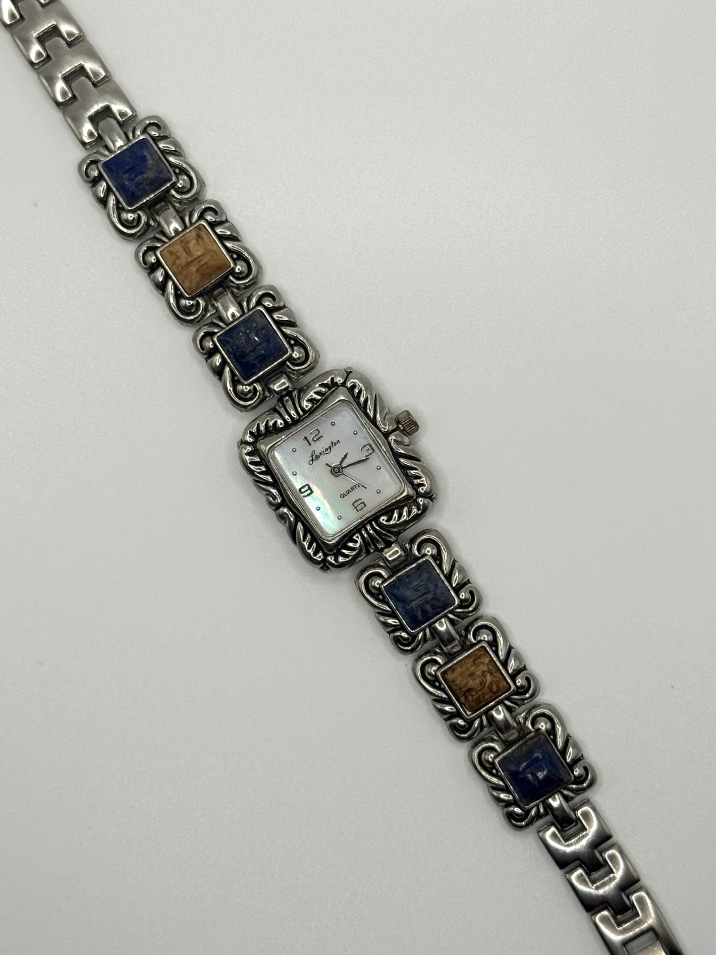 working silver tone gemstone watch