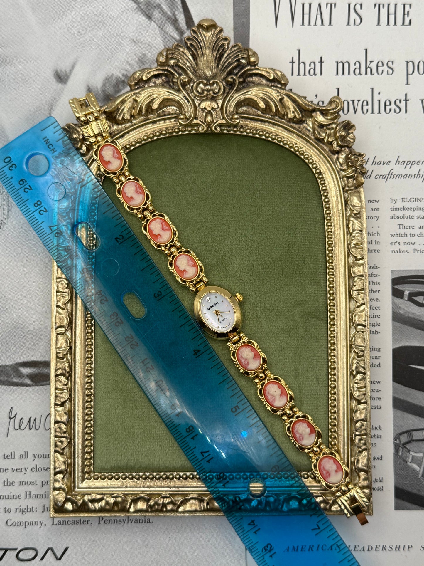 Working Vintage Gold Tone Cameo Watch