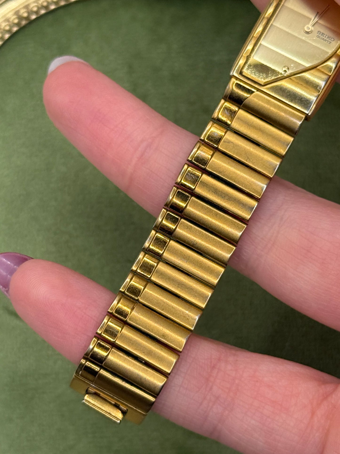 Working Vintage Gold Tone Seiko Half Moon Watch