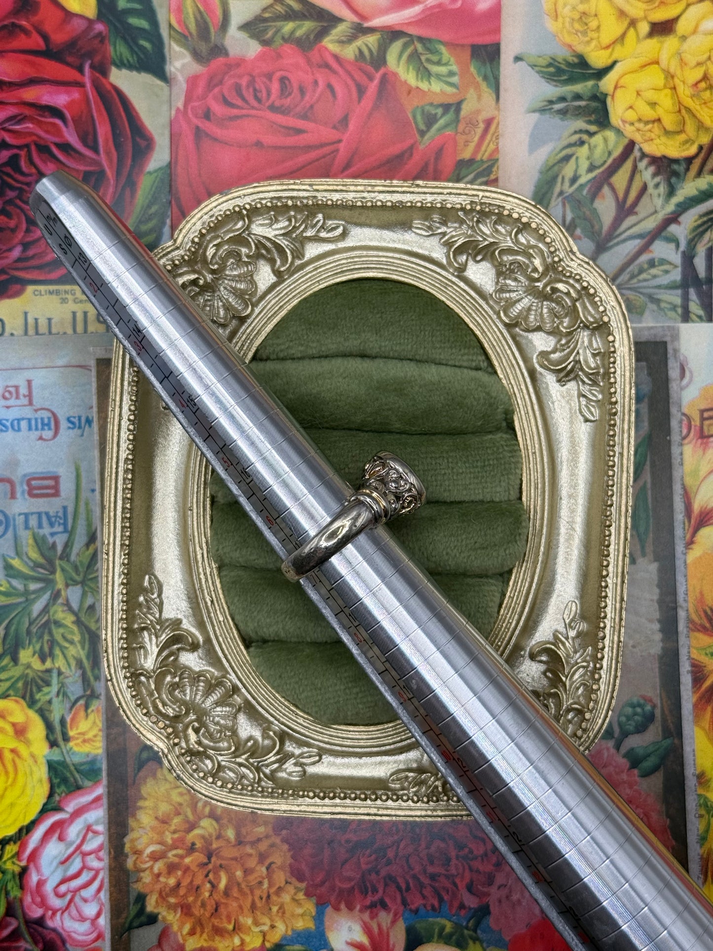 Vintage Sterling Silver Bezel Ring Size 6.75
