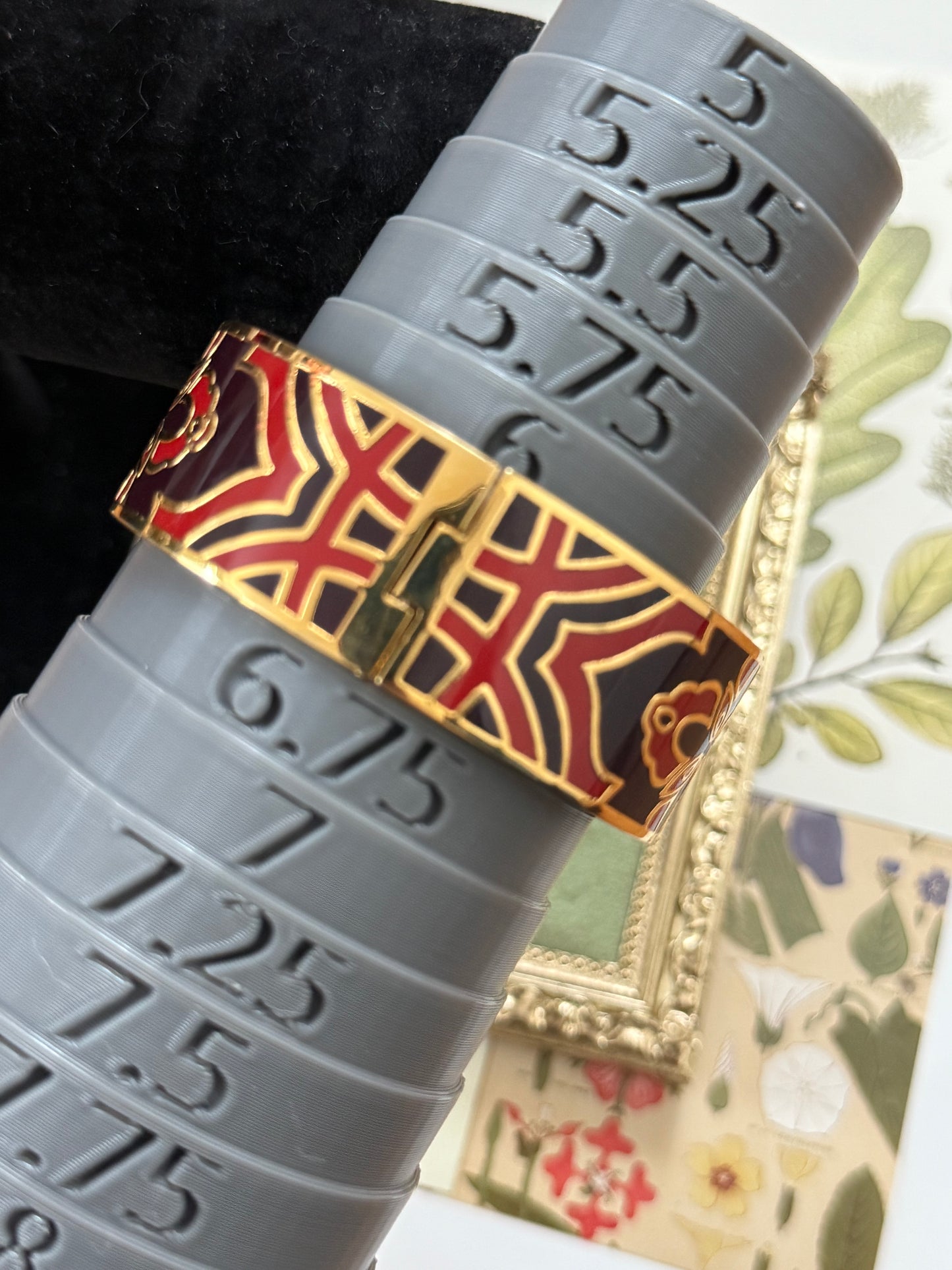 Vintage Gold Tone Enameled Bangle