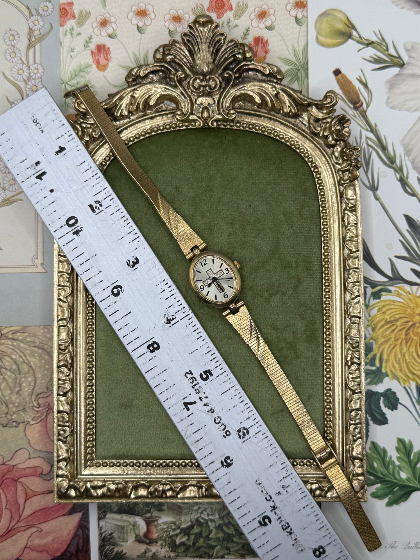 Working Vintage Gold Tone Adjustable Cross Watch